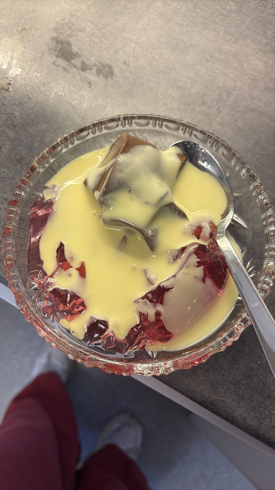 Jelly with custard
