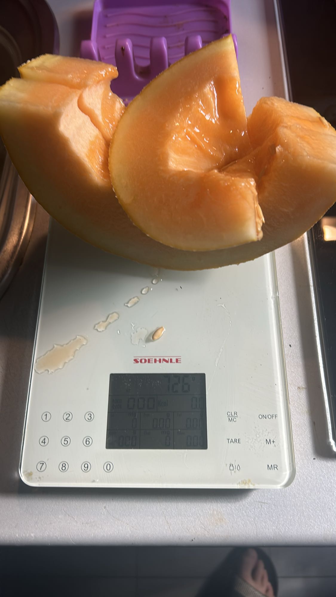 Fresh cantaloupe slices