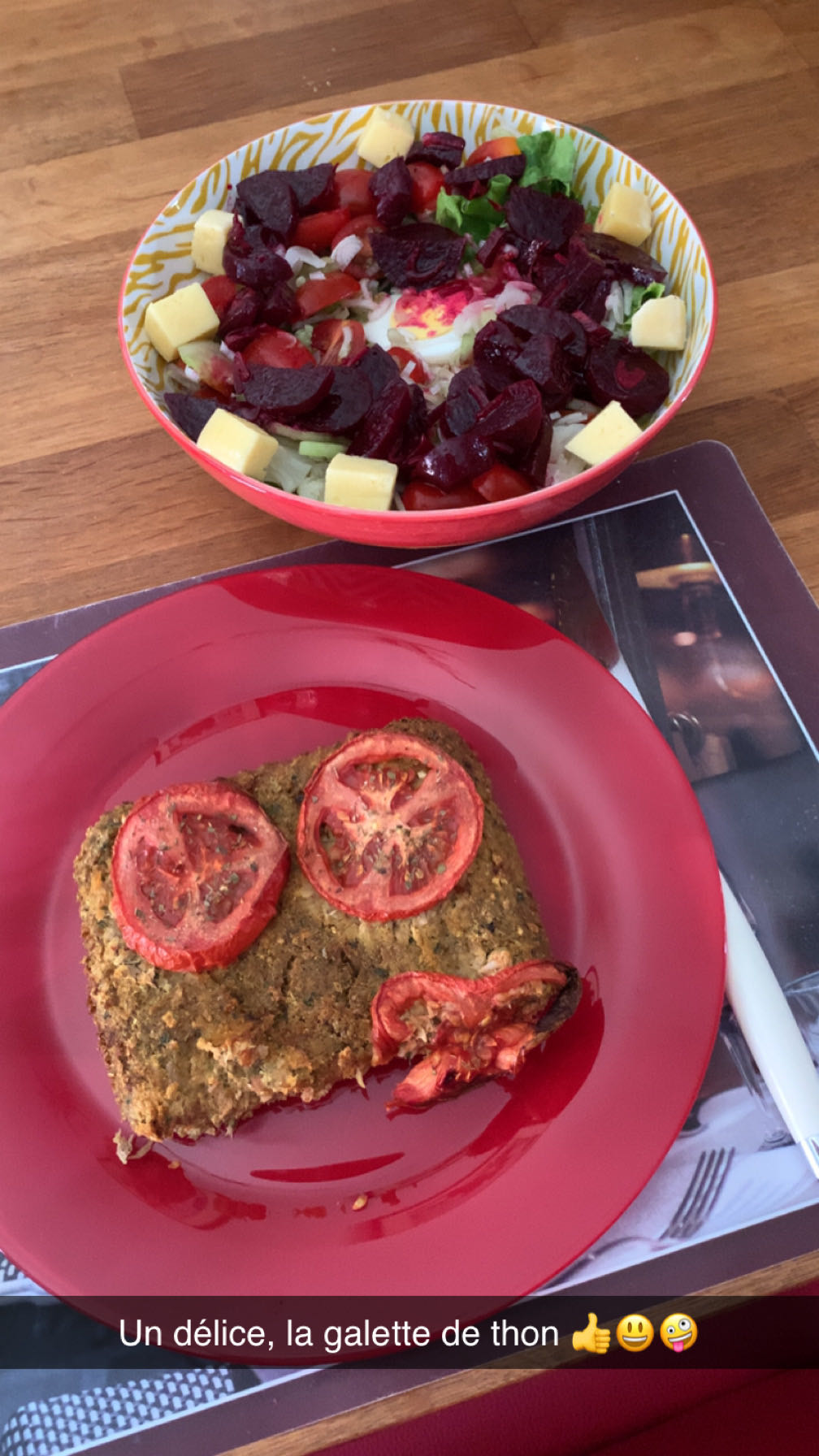 Galette de thon et salade