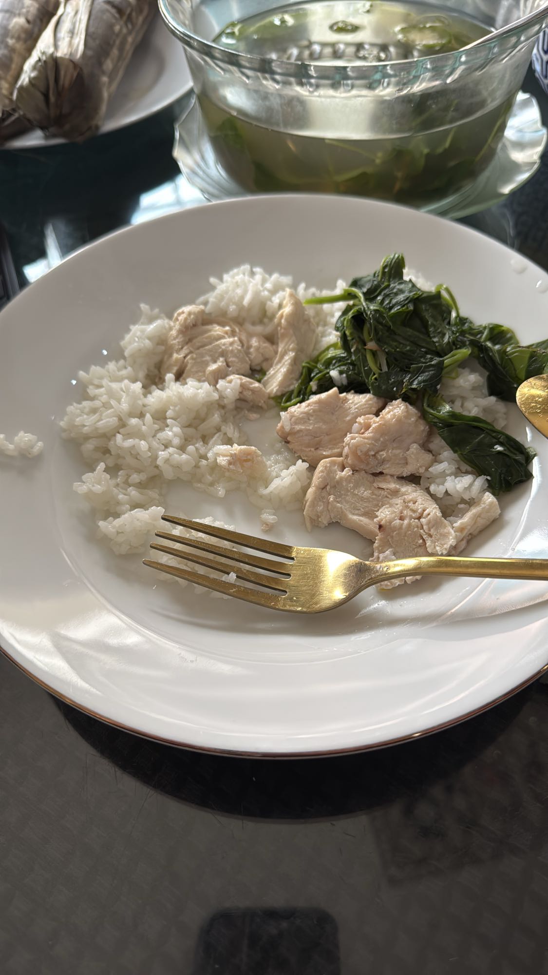 Chicken rice with greens