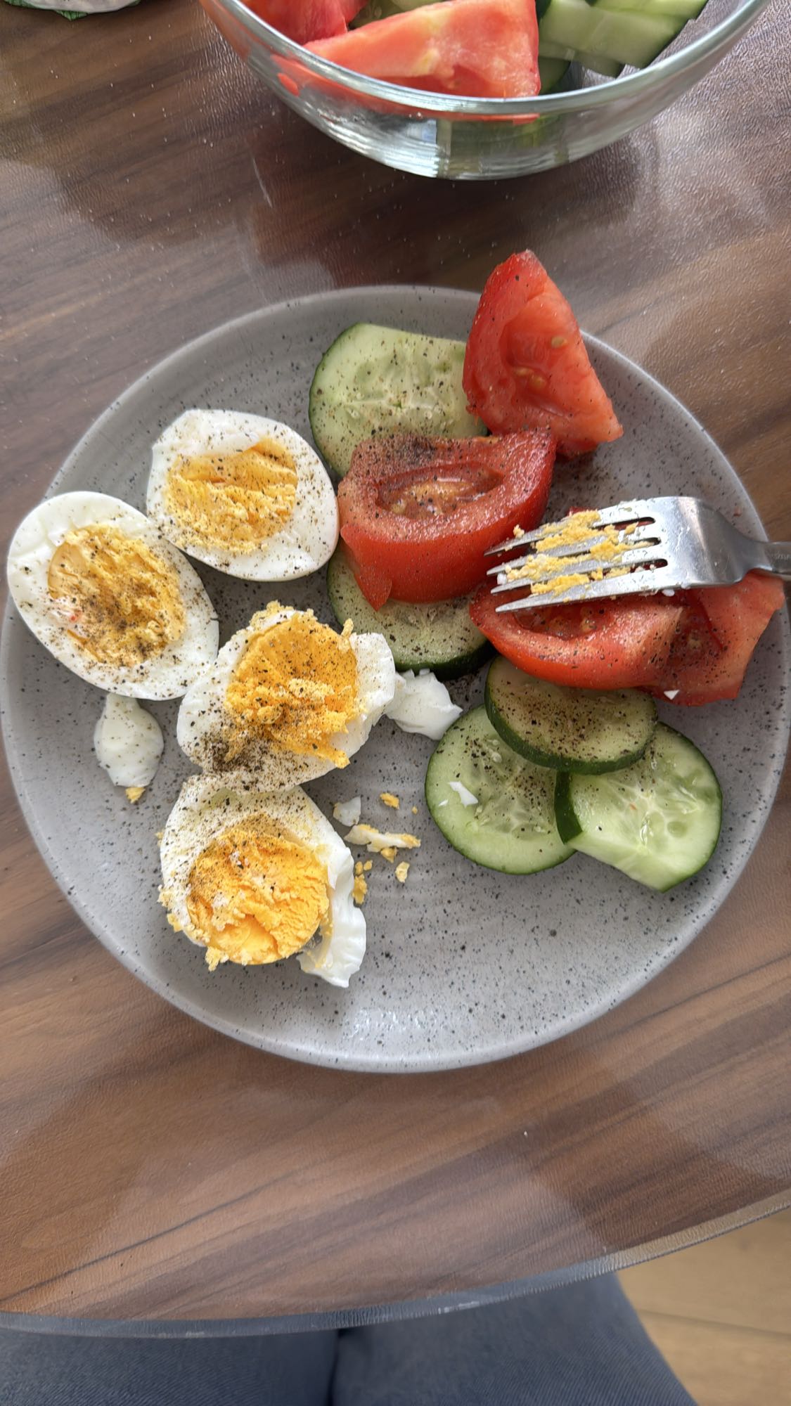 Egg, Tomato, Cucumber Plate