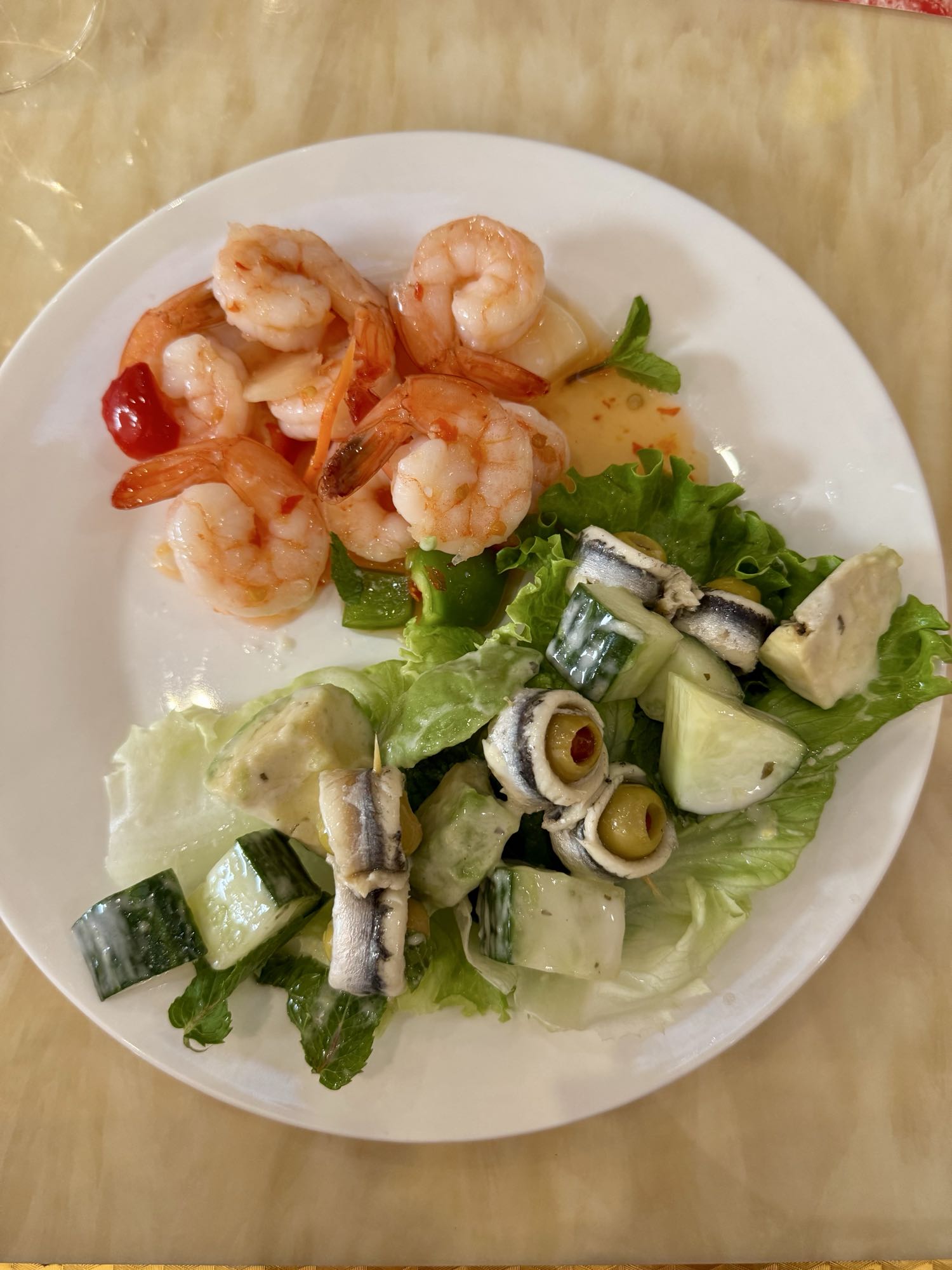 Salade crevettes et anchois