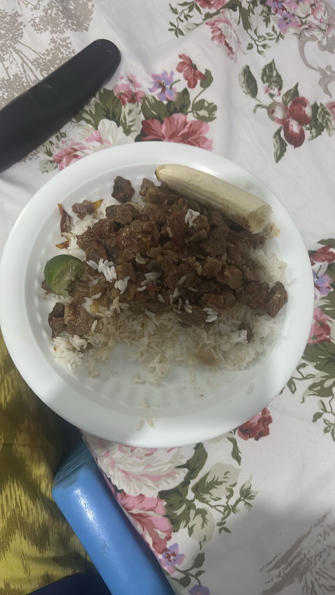 Beef rice with banana
