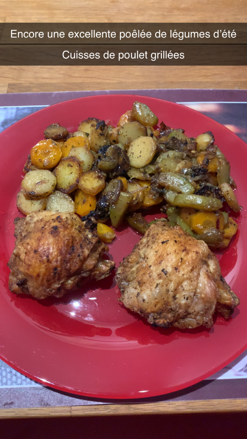 Poulet grillé et légumes