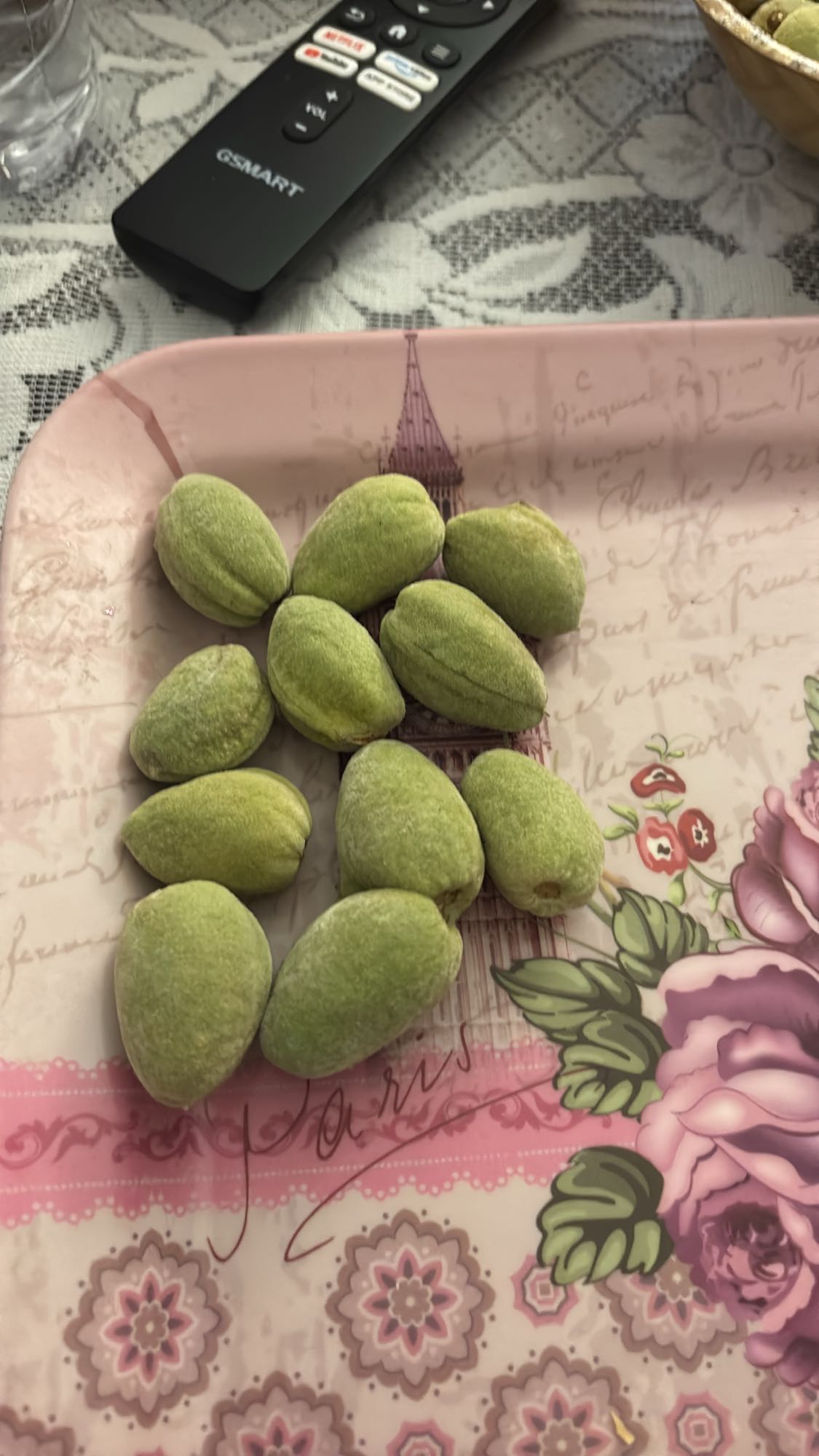 Fresh green almonds
