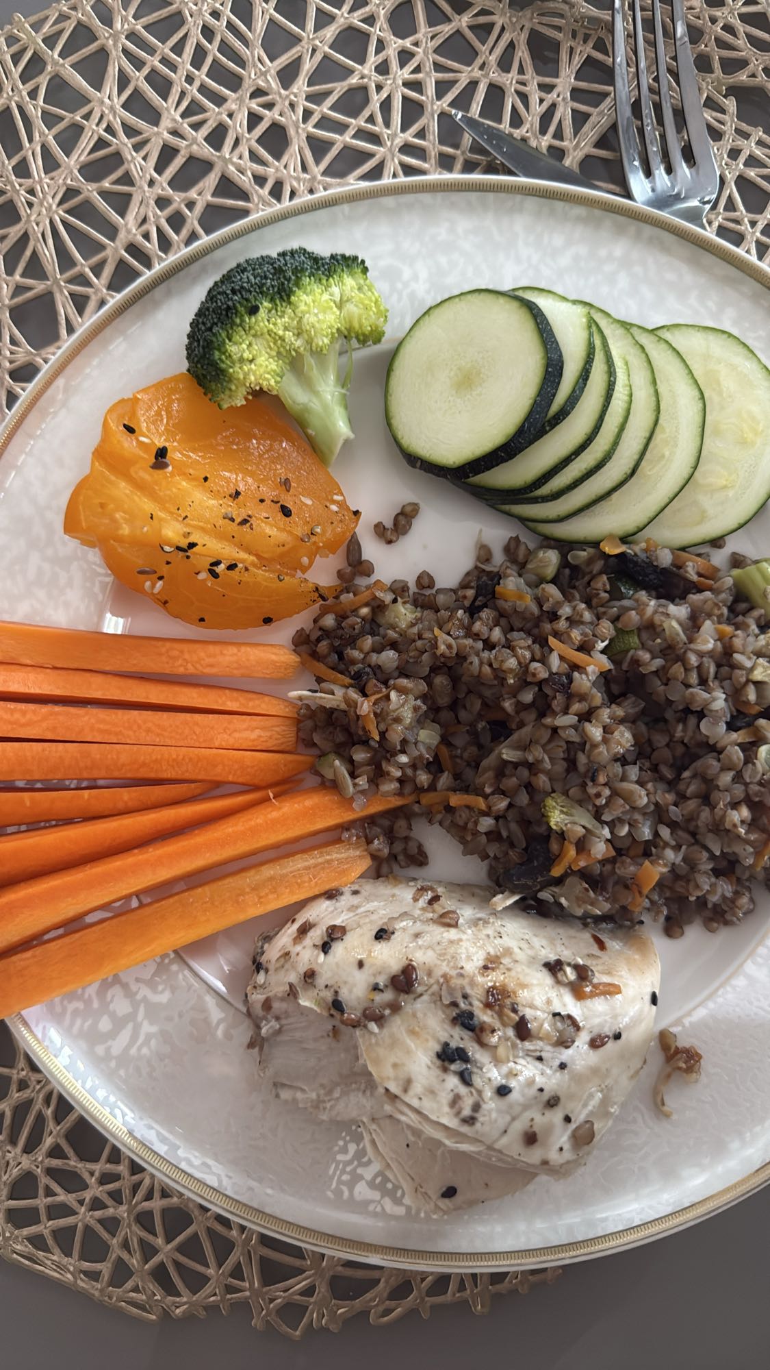 Курица с гречкой и овощами