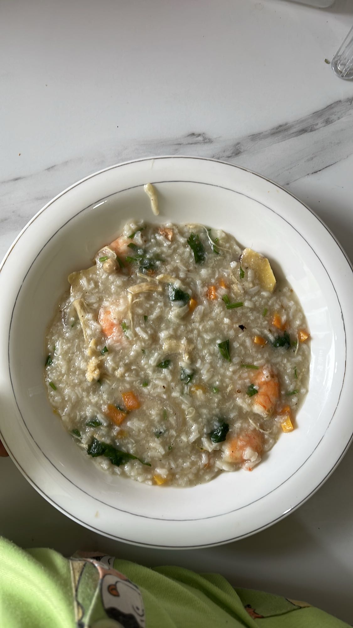 Bubur udang ayam sayur