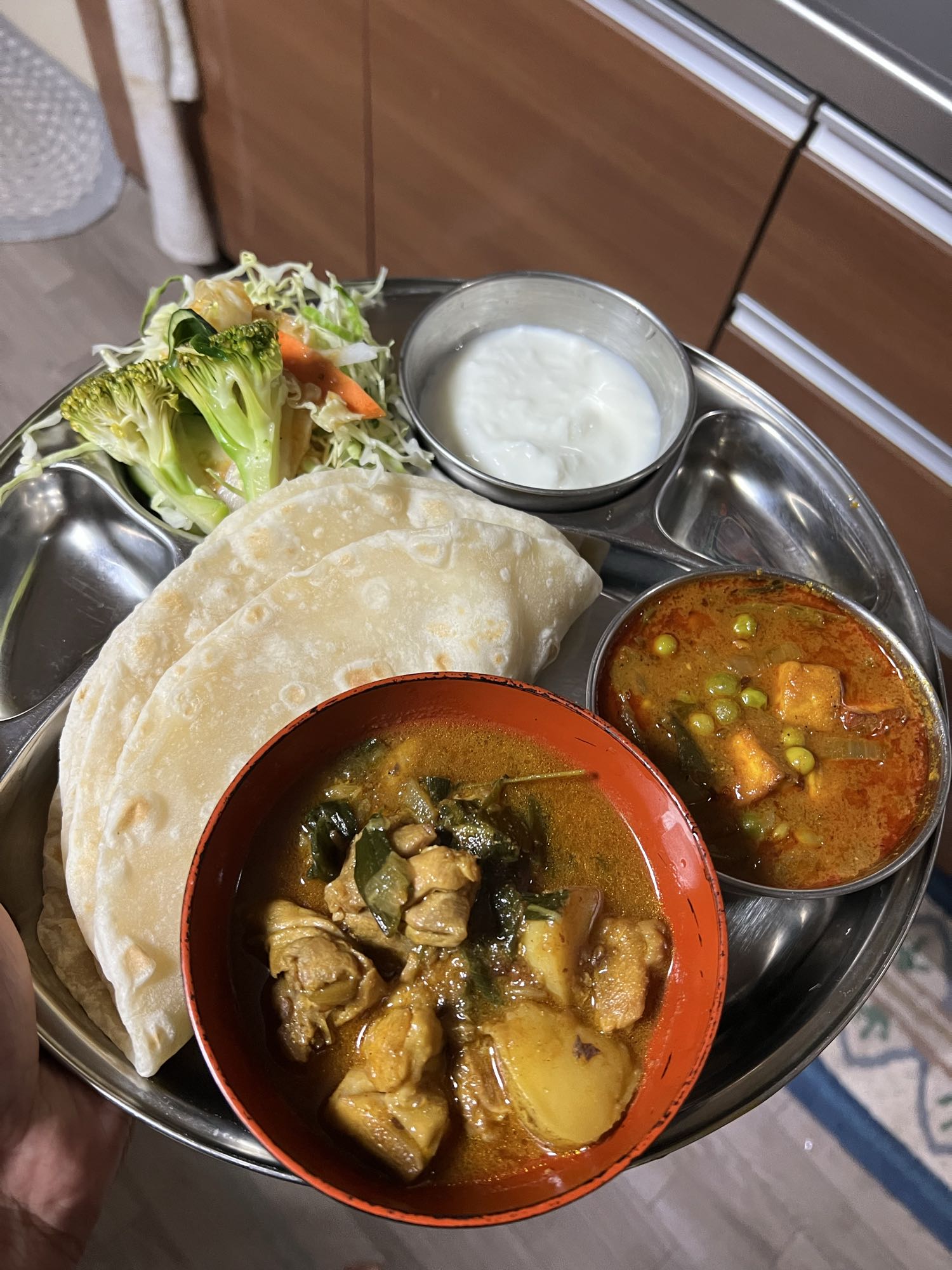 Indian Thali with Chicken Curry