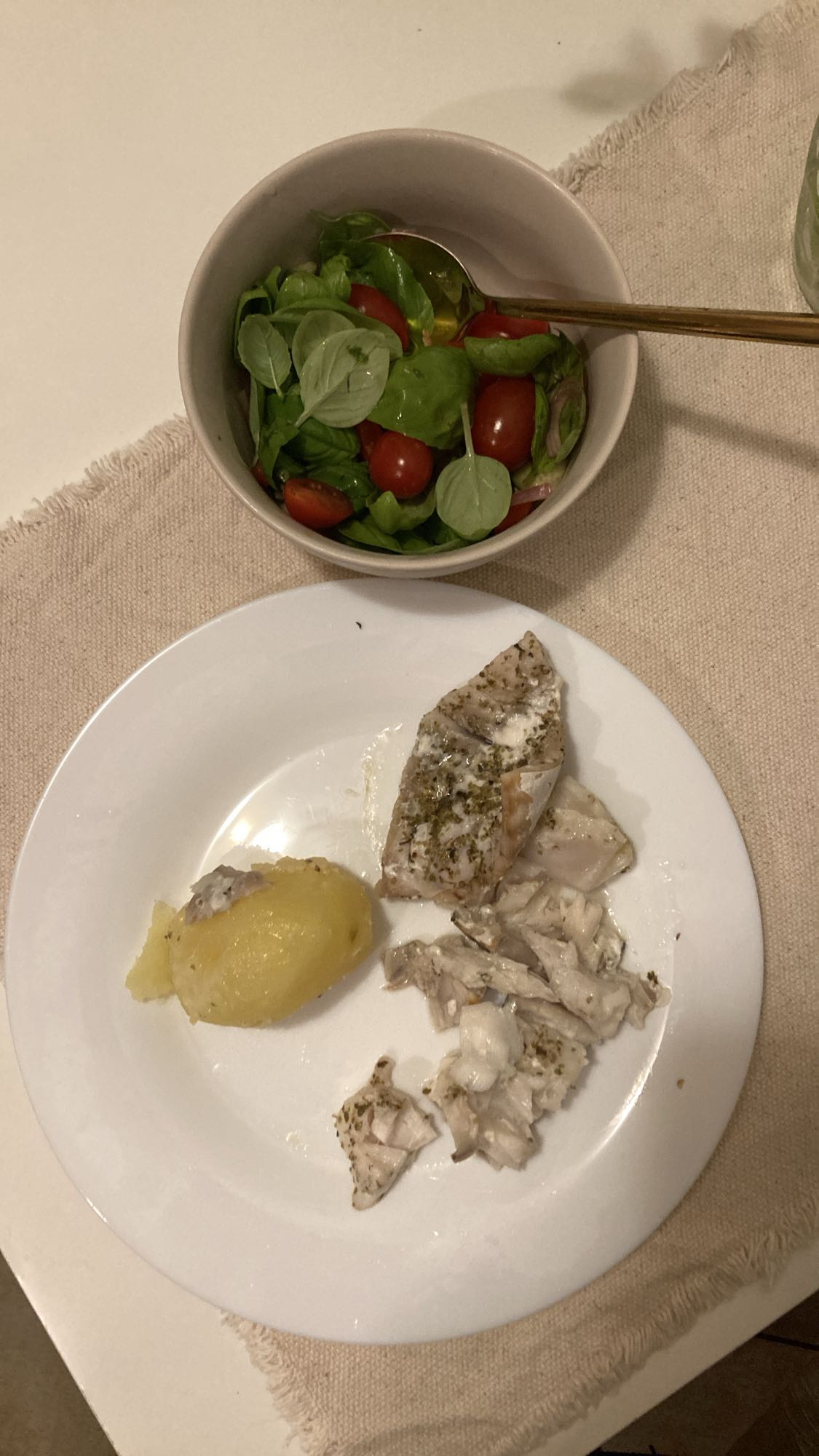 Fish with salad & potato