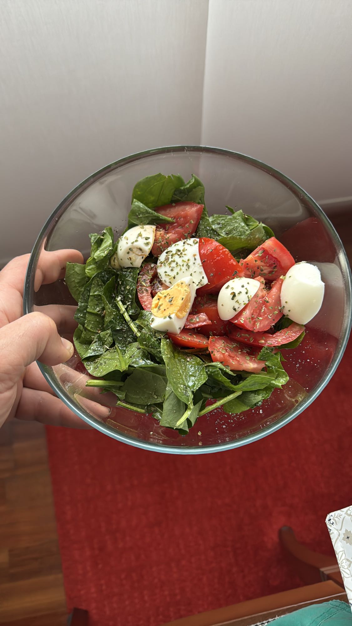 Ensalada de espinaca y huevo