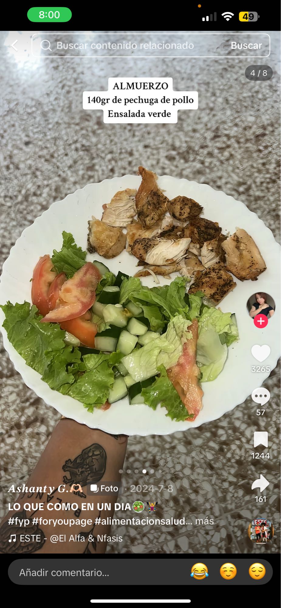 Pollo con ensalada verde