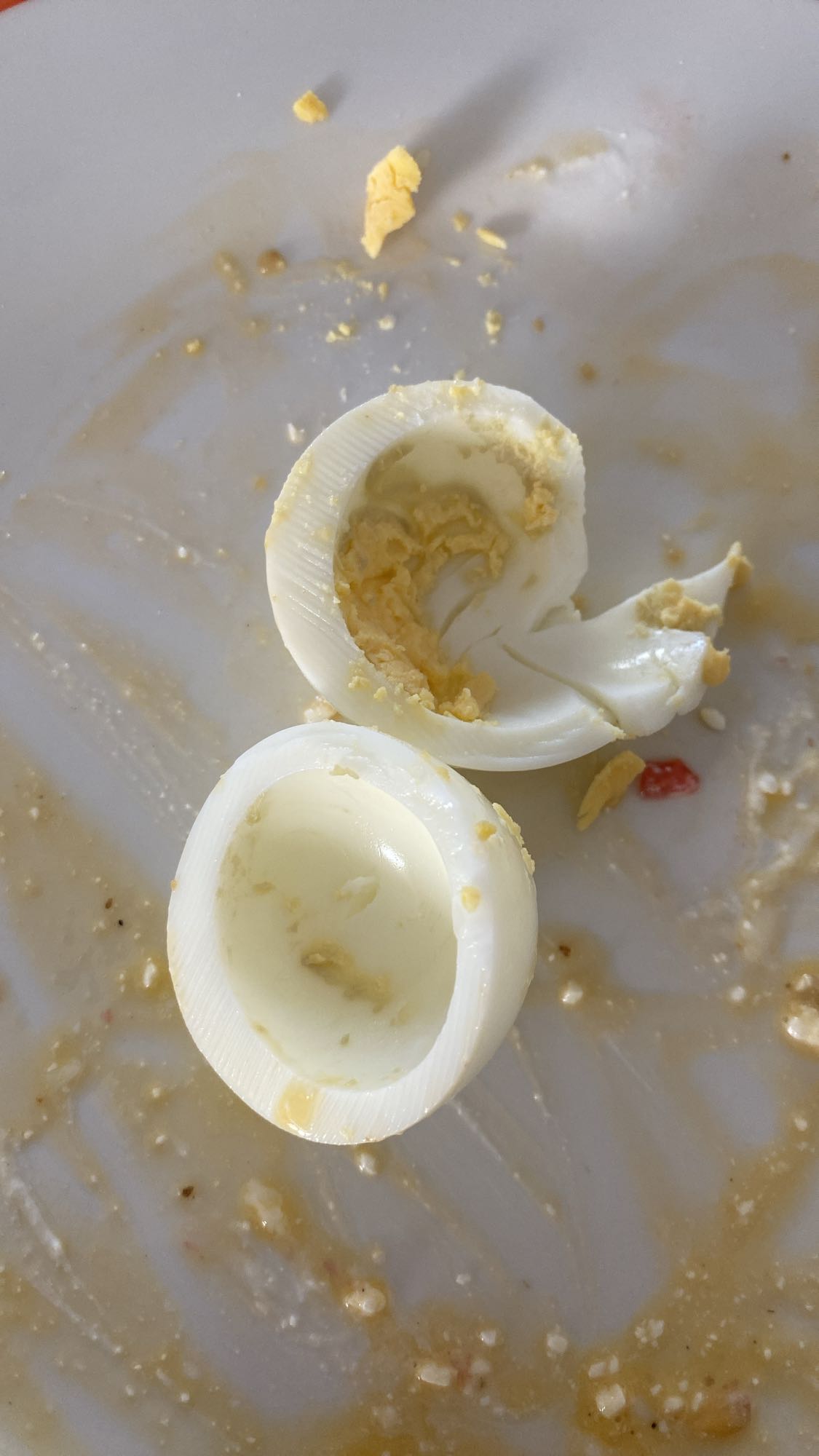 Boiled egg halves