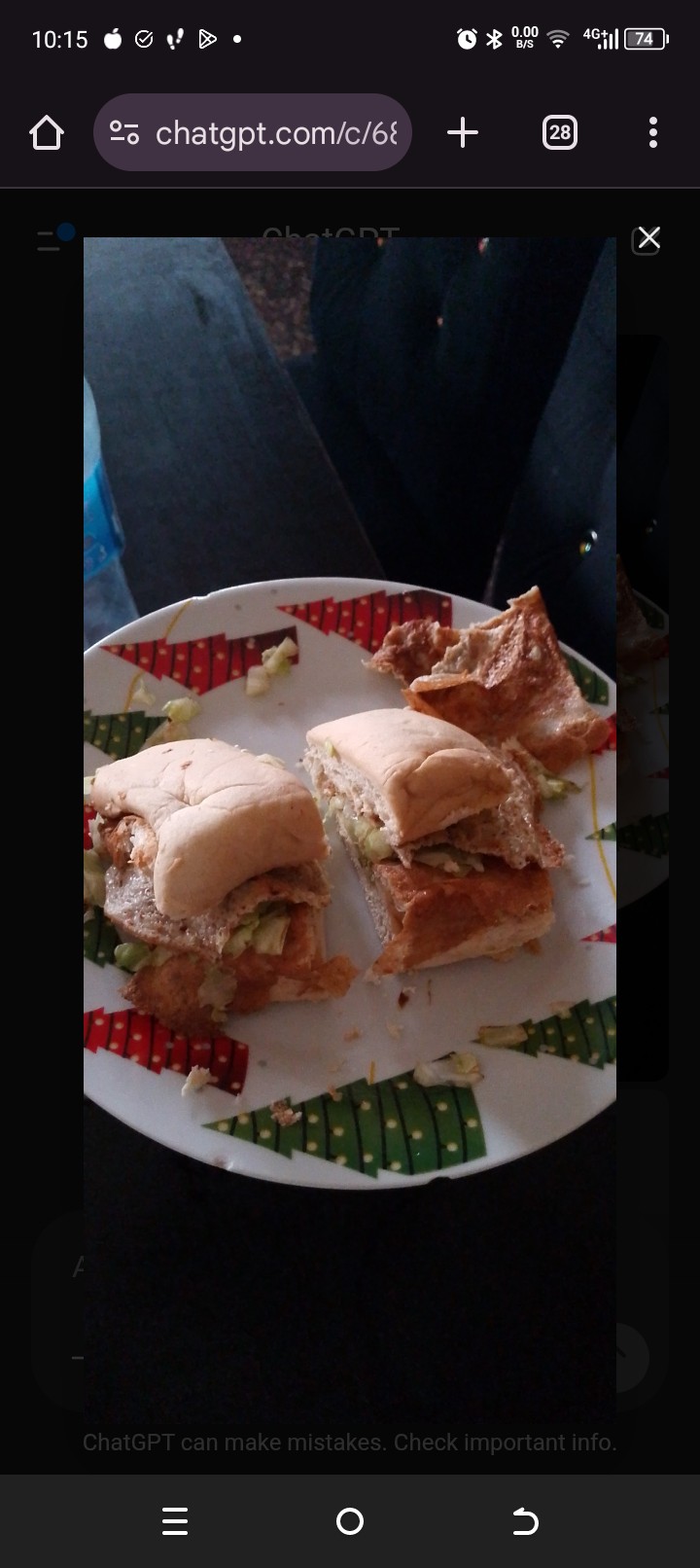 Chicken sandwich halves