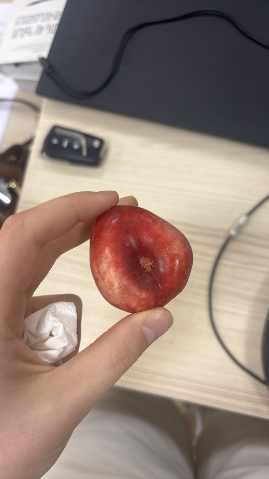 Flat peach snack