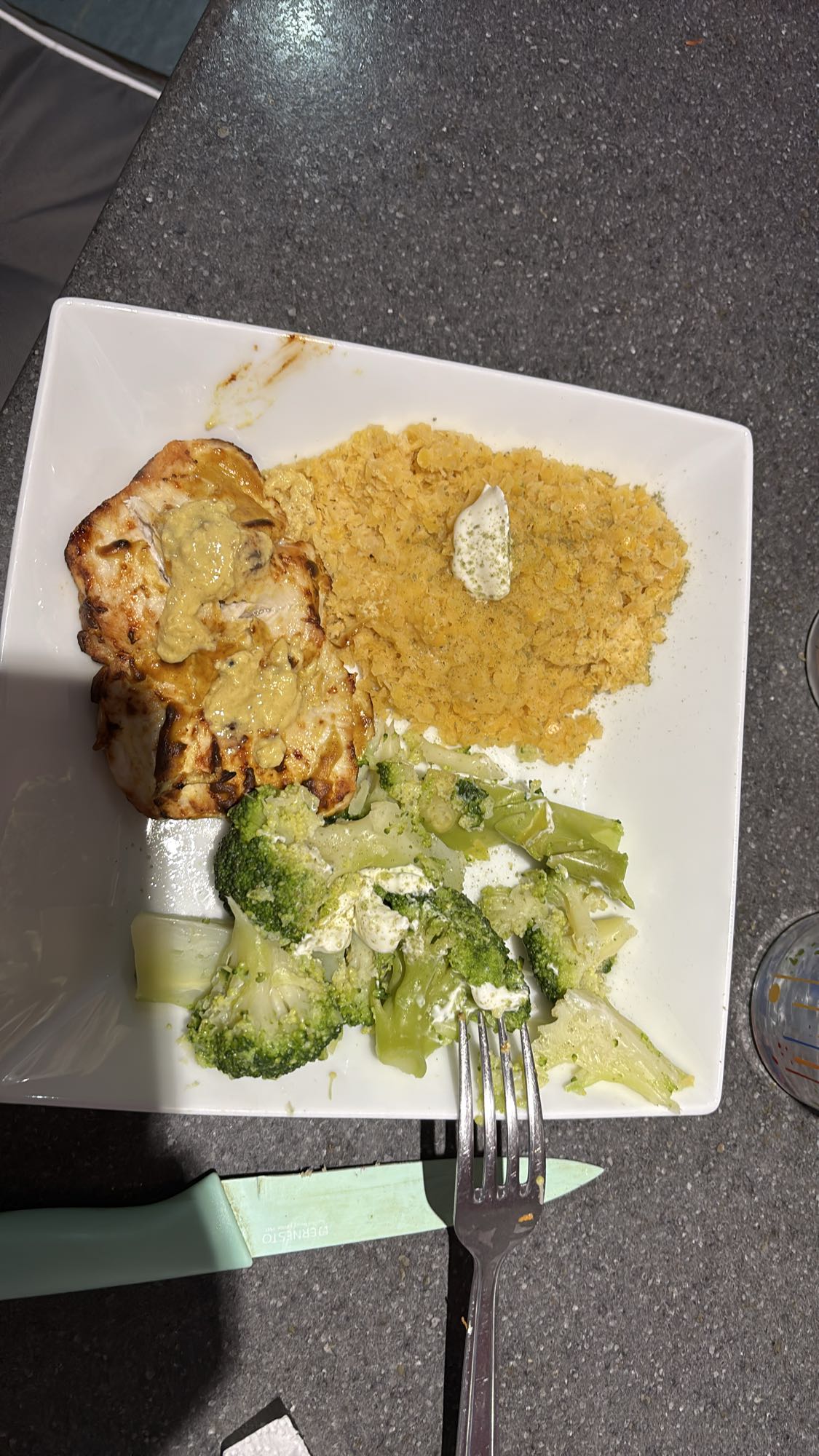 Poulet, lentilles, brocoli