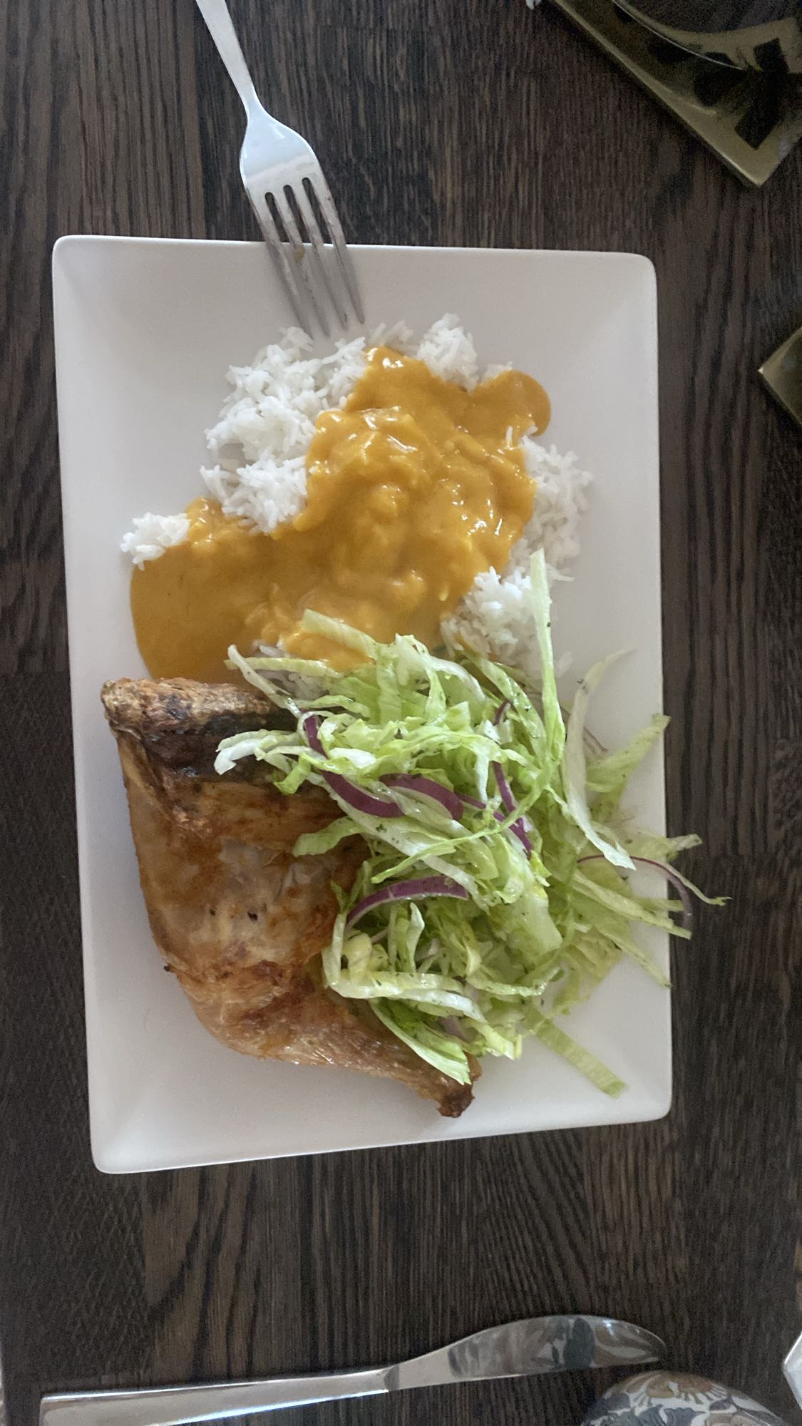 Kyckling med ris och sallad