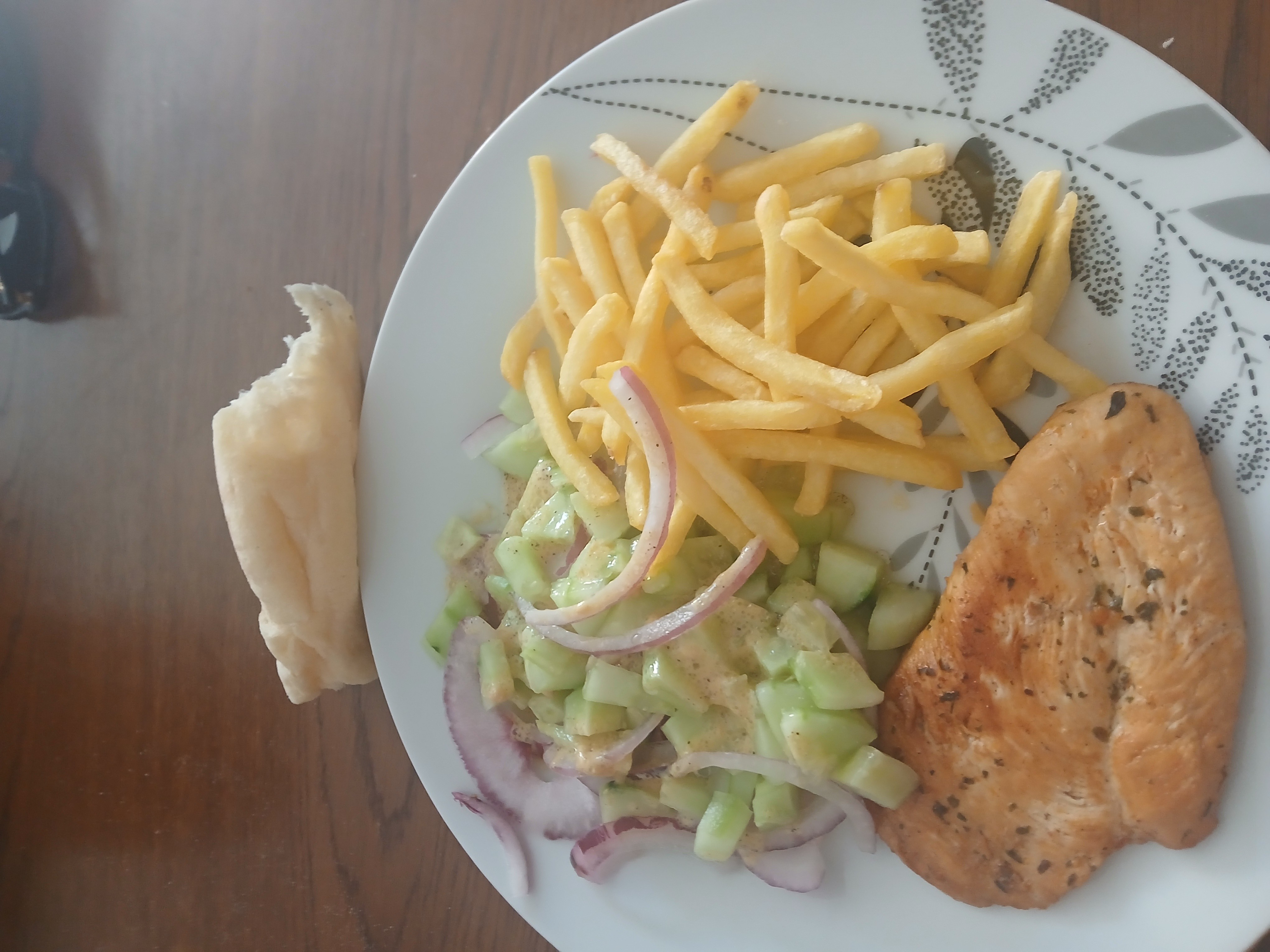 Poulet frites et salade
