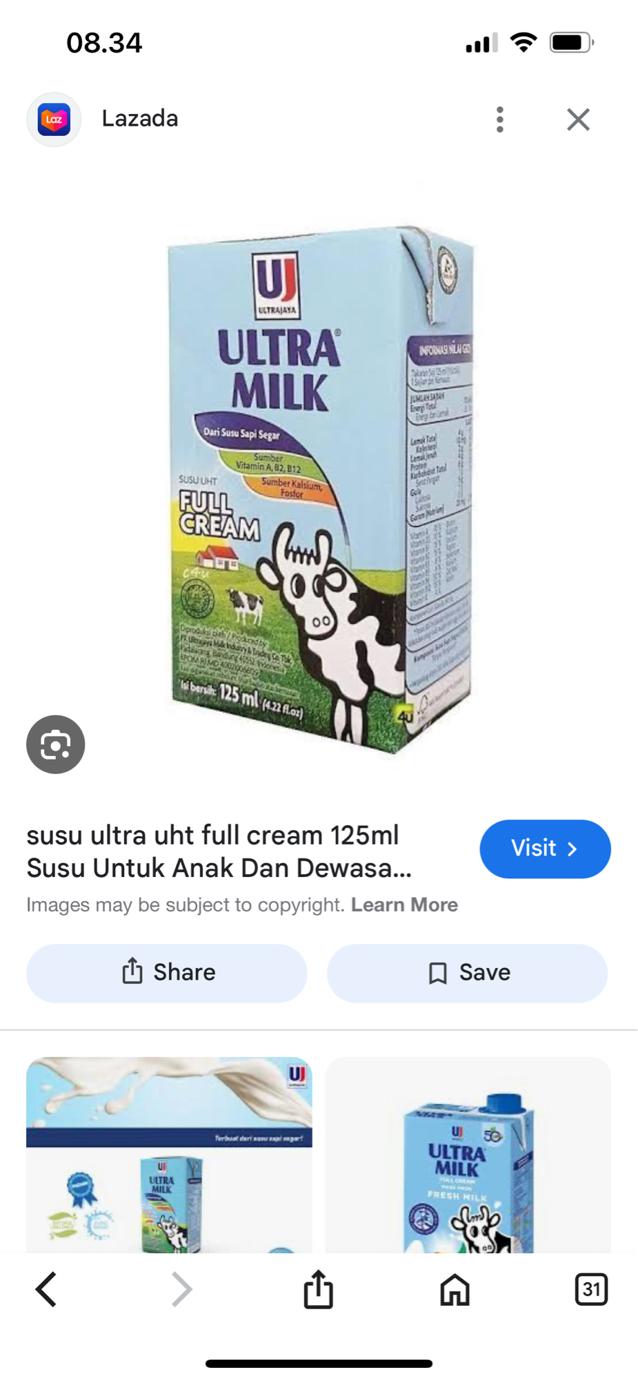 Ultra Milk Full Cream 125ml