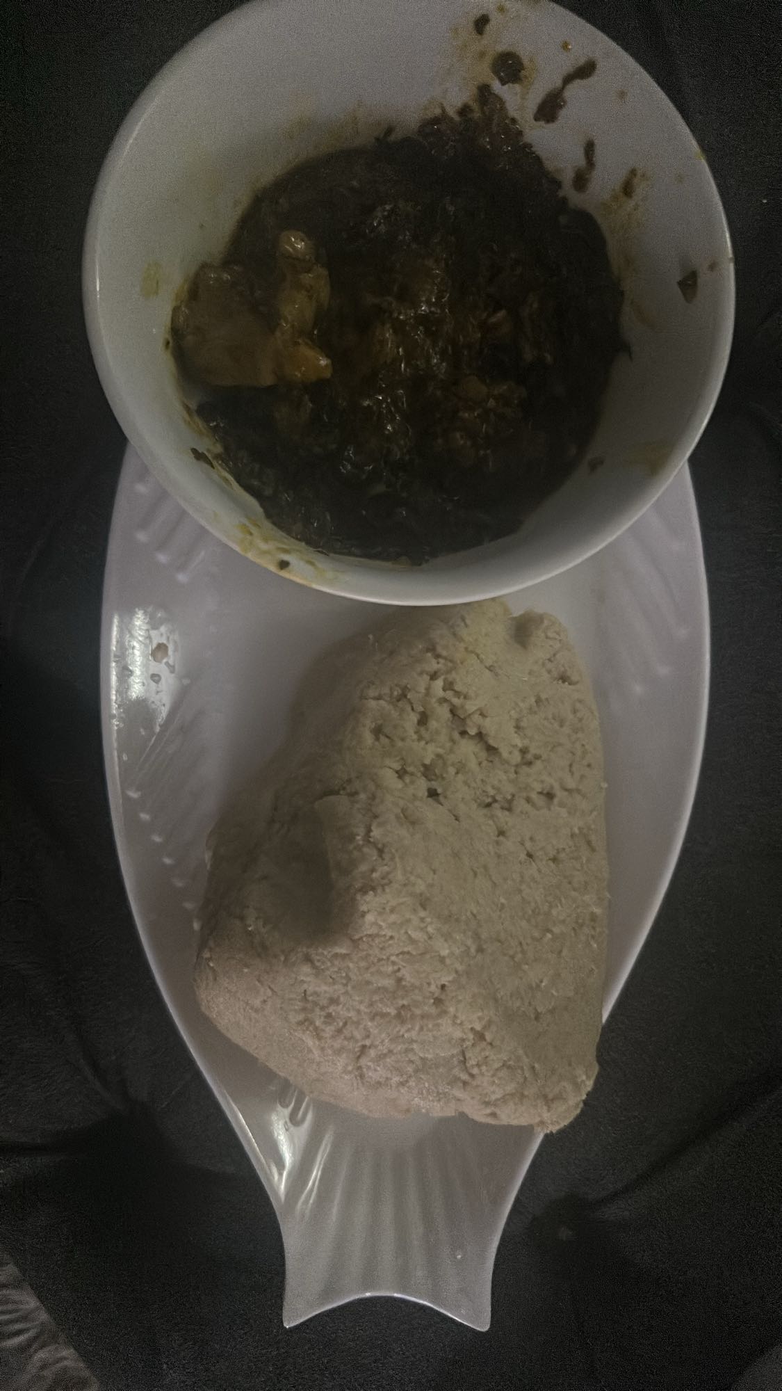 Eba with vegetable soup