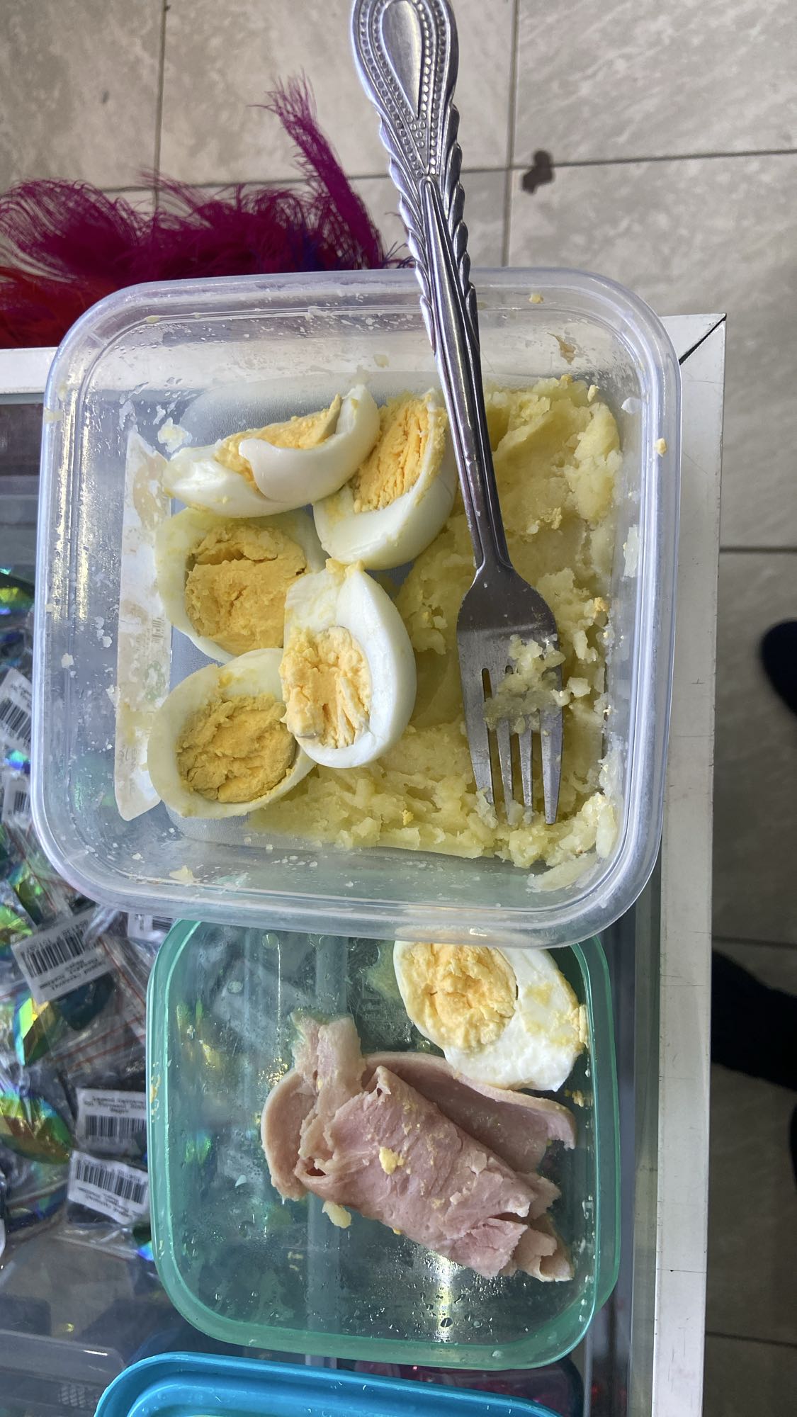 huevo, papa y jamón