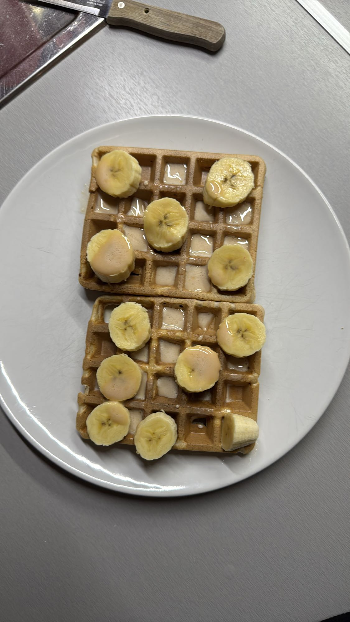 Gofres con 50 ml de claras y 25 gramos harina de avena y 1 plátano