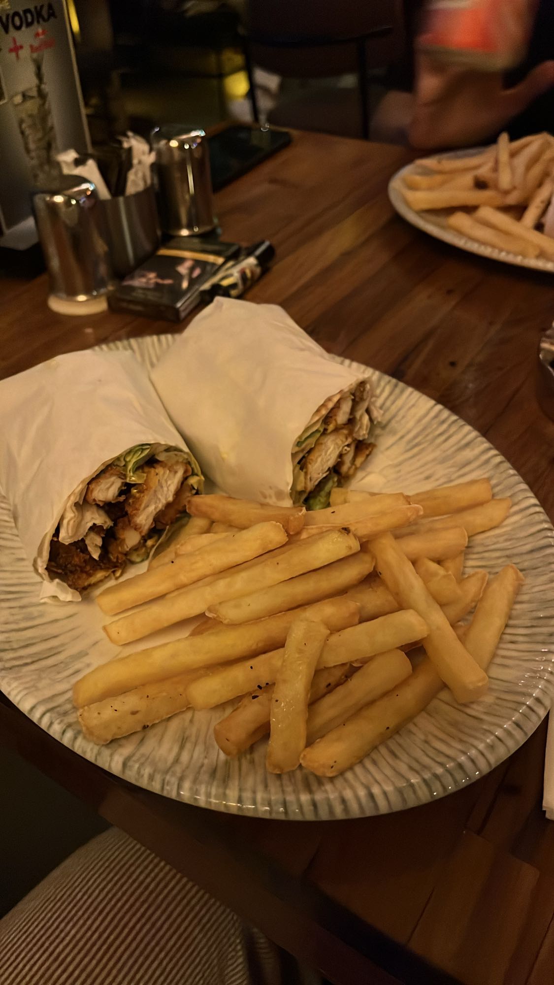 Chicken wrap with fries