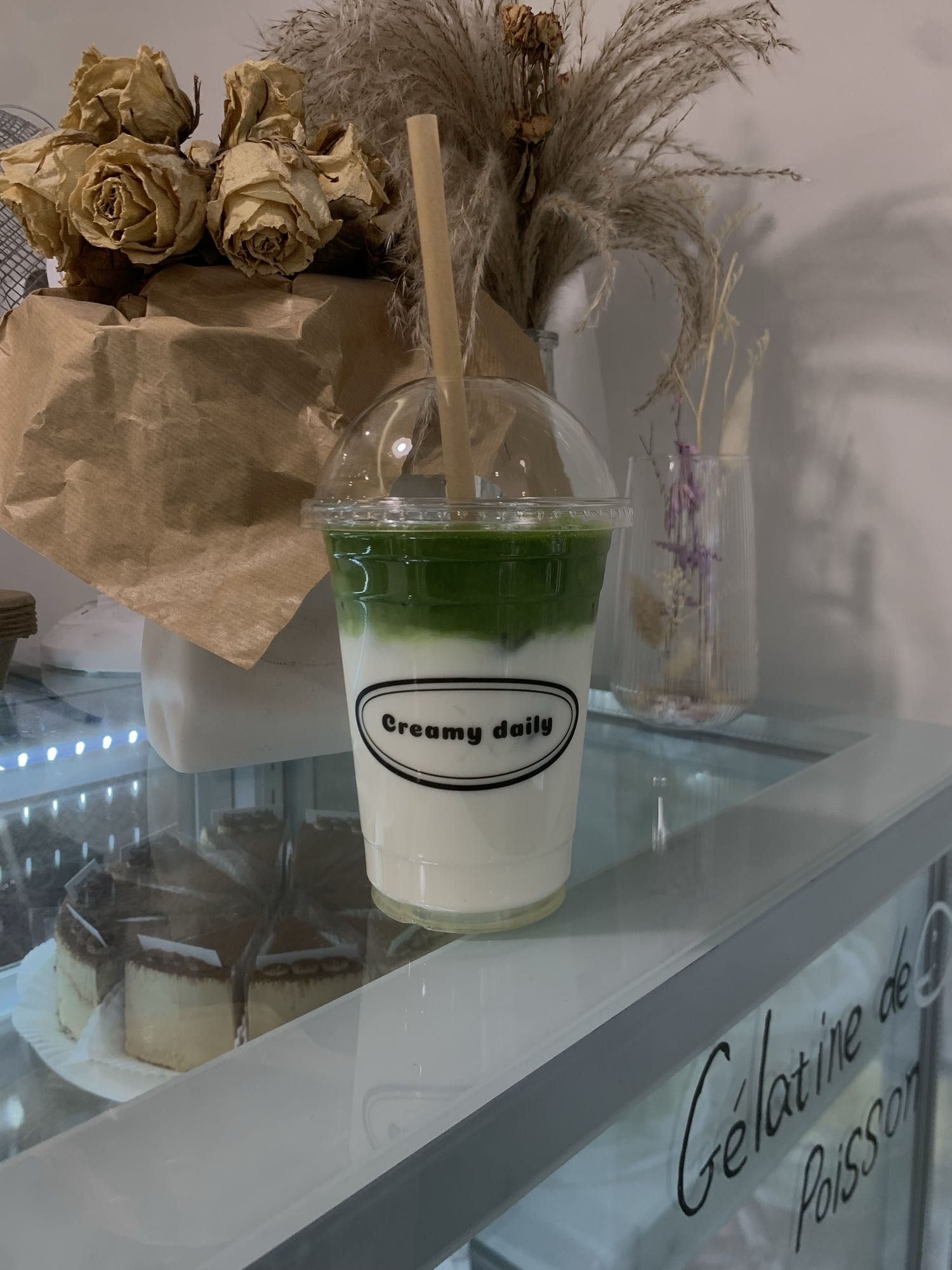 Lait matcha glacé