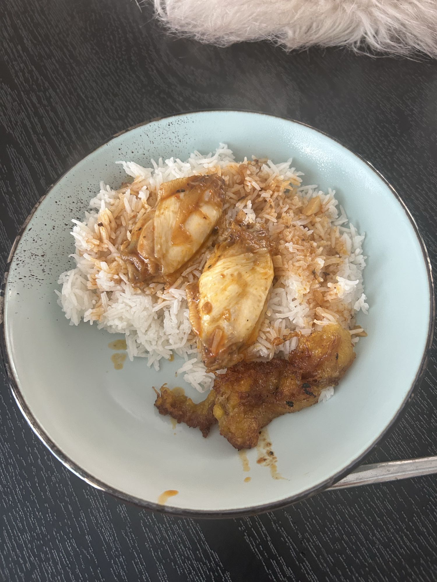 Rijst met kip en banaan