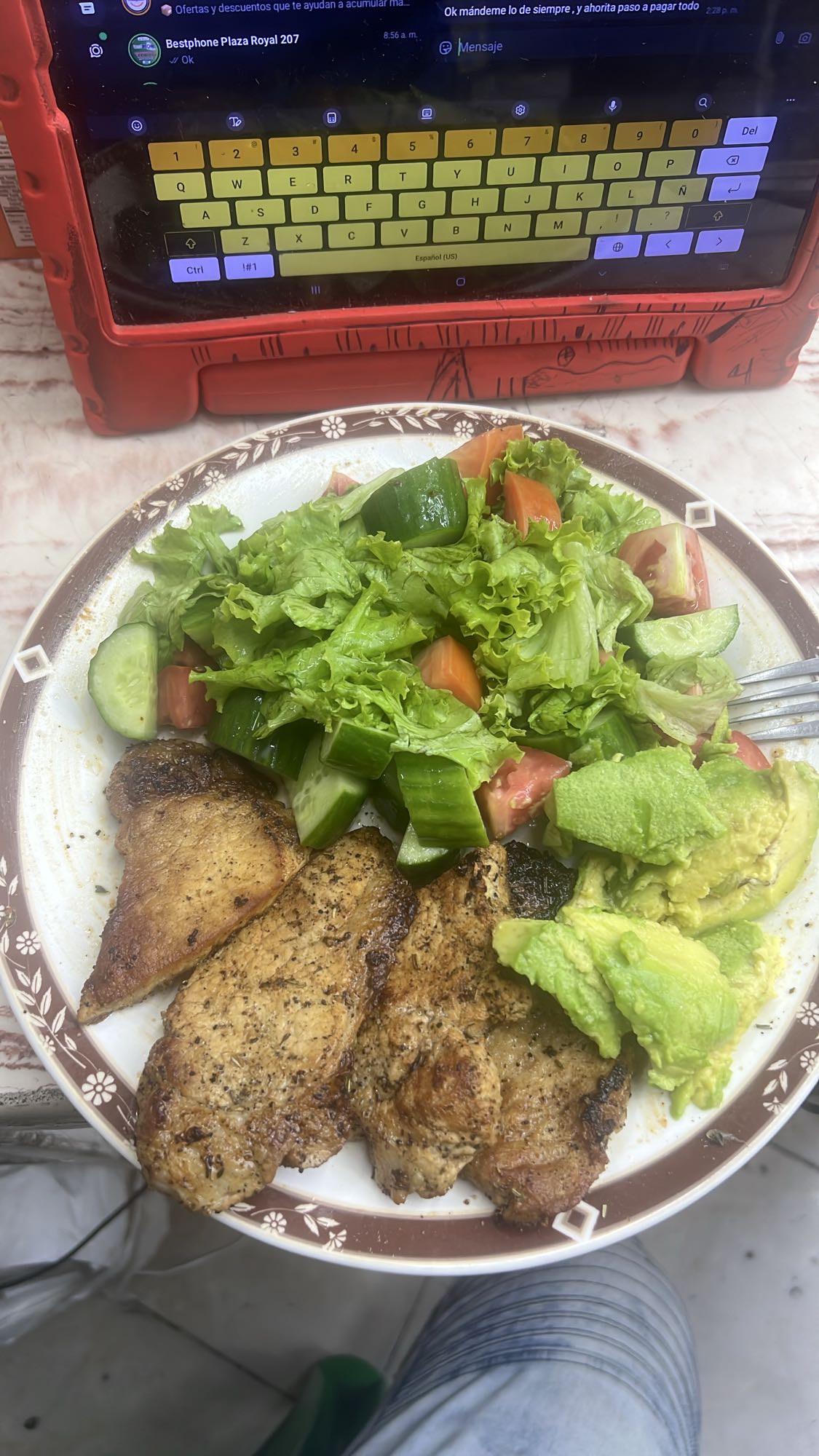 Pollo con ensalada fresca