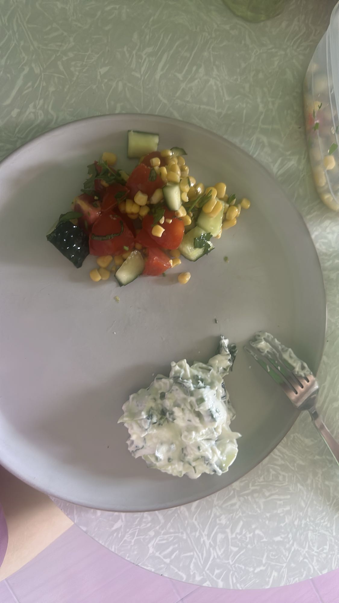 Corn cucumber salad & dip