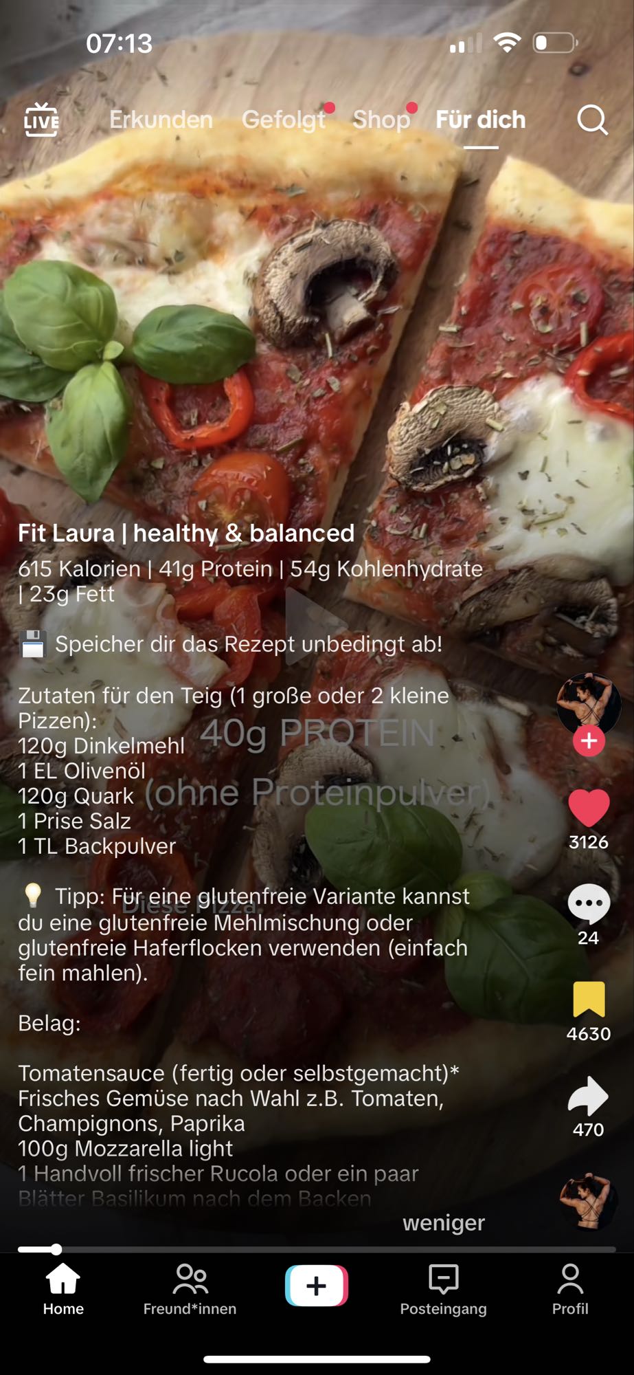 Proteinreiche Pizza