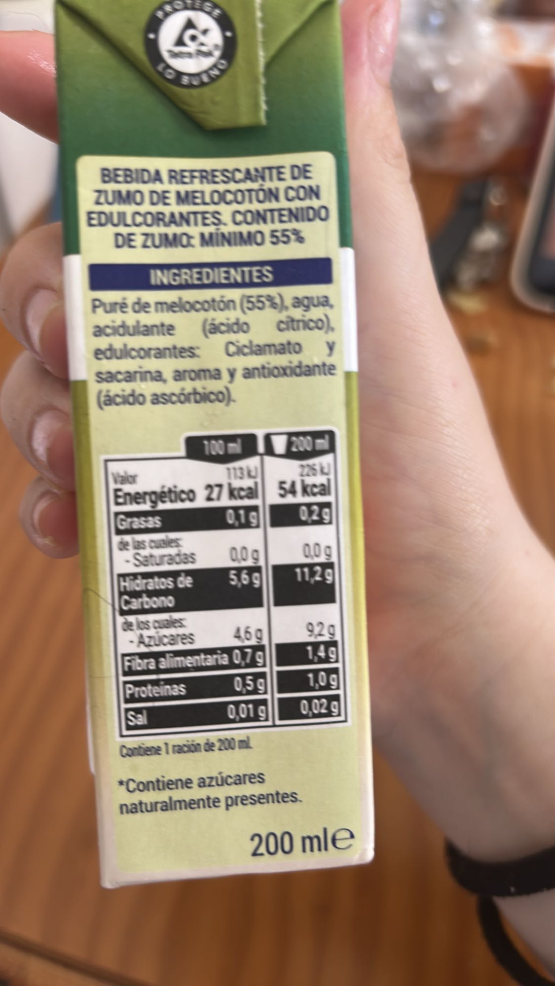 Zumo de melocotón light