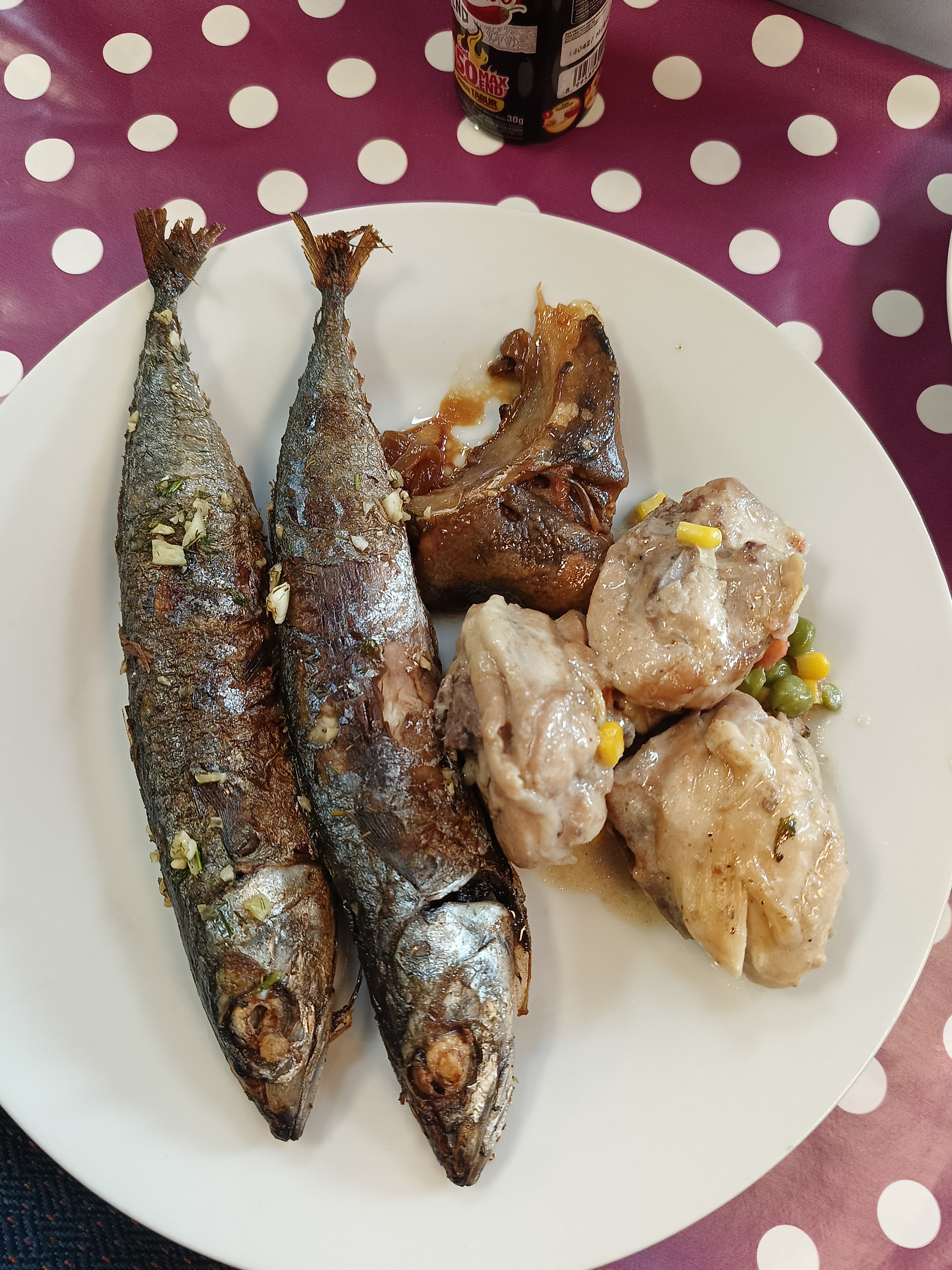 Grilled fish and chicken plate