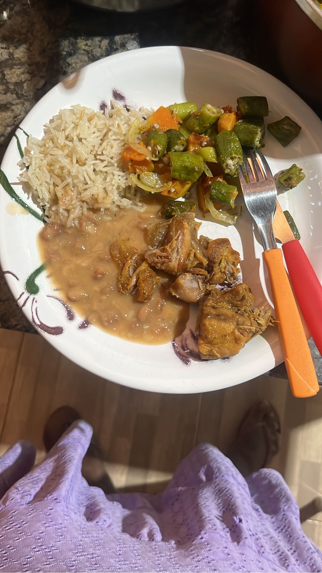 Arroz, feijão e frango