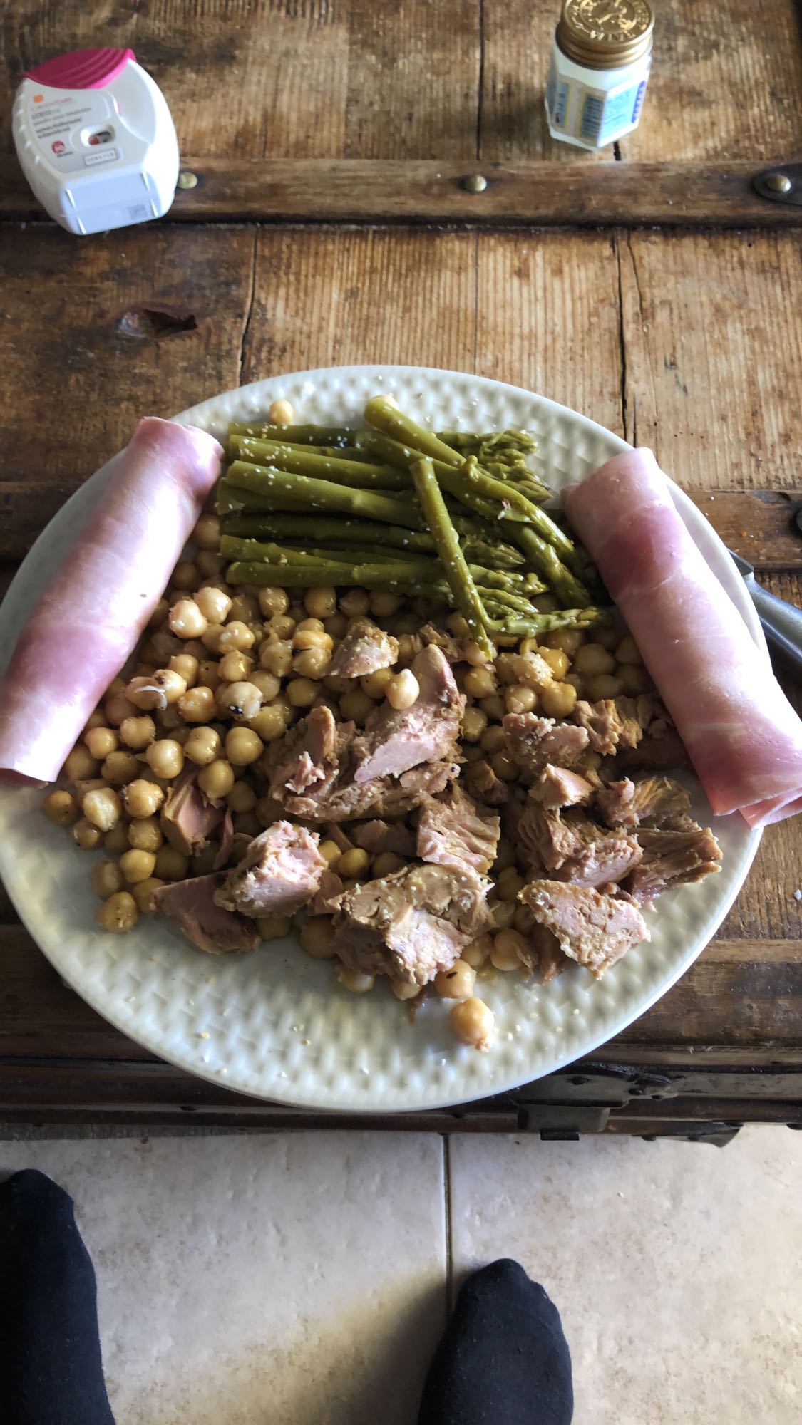 Assiette pois chiches thon jambon