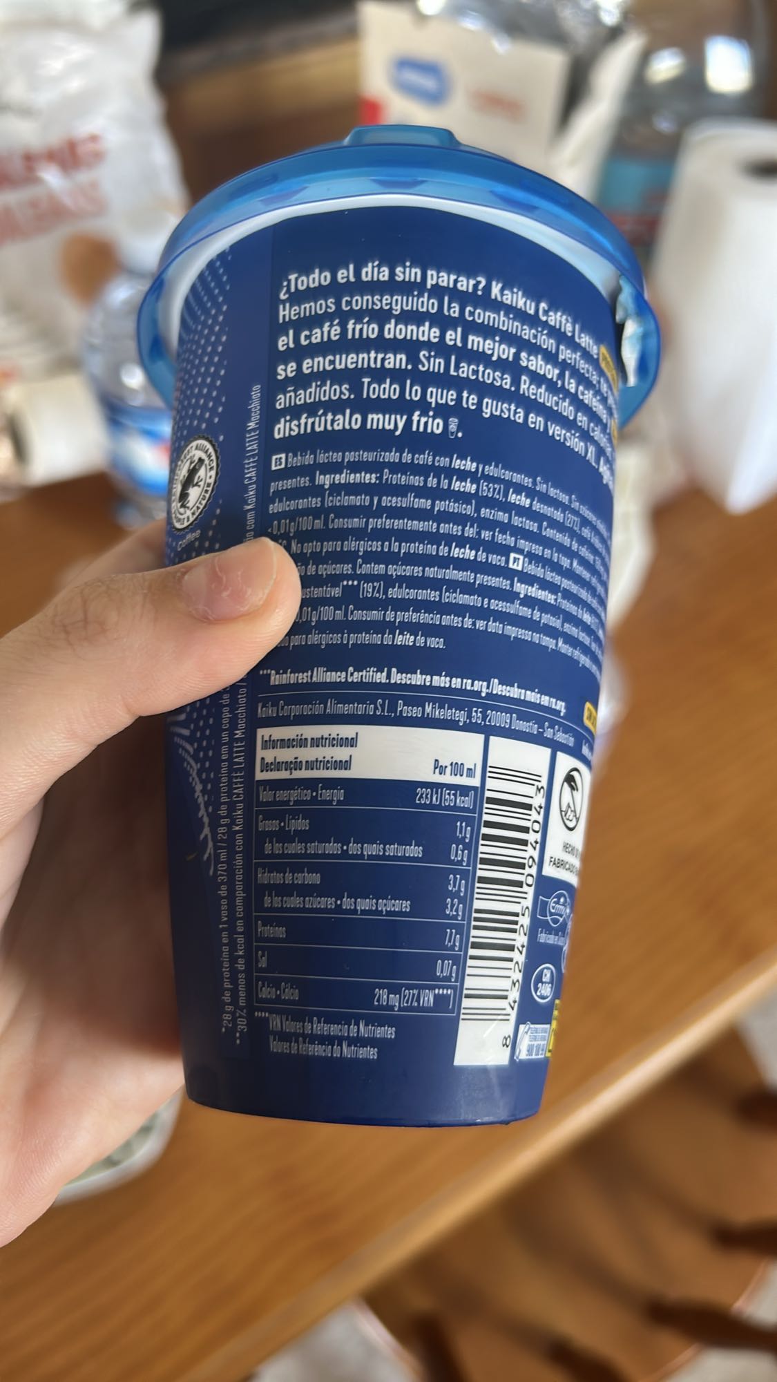 Café latte sin lactosa