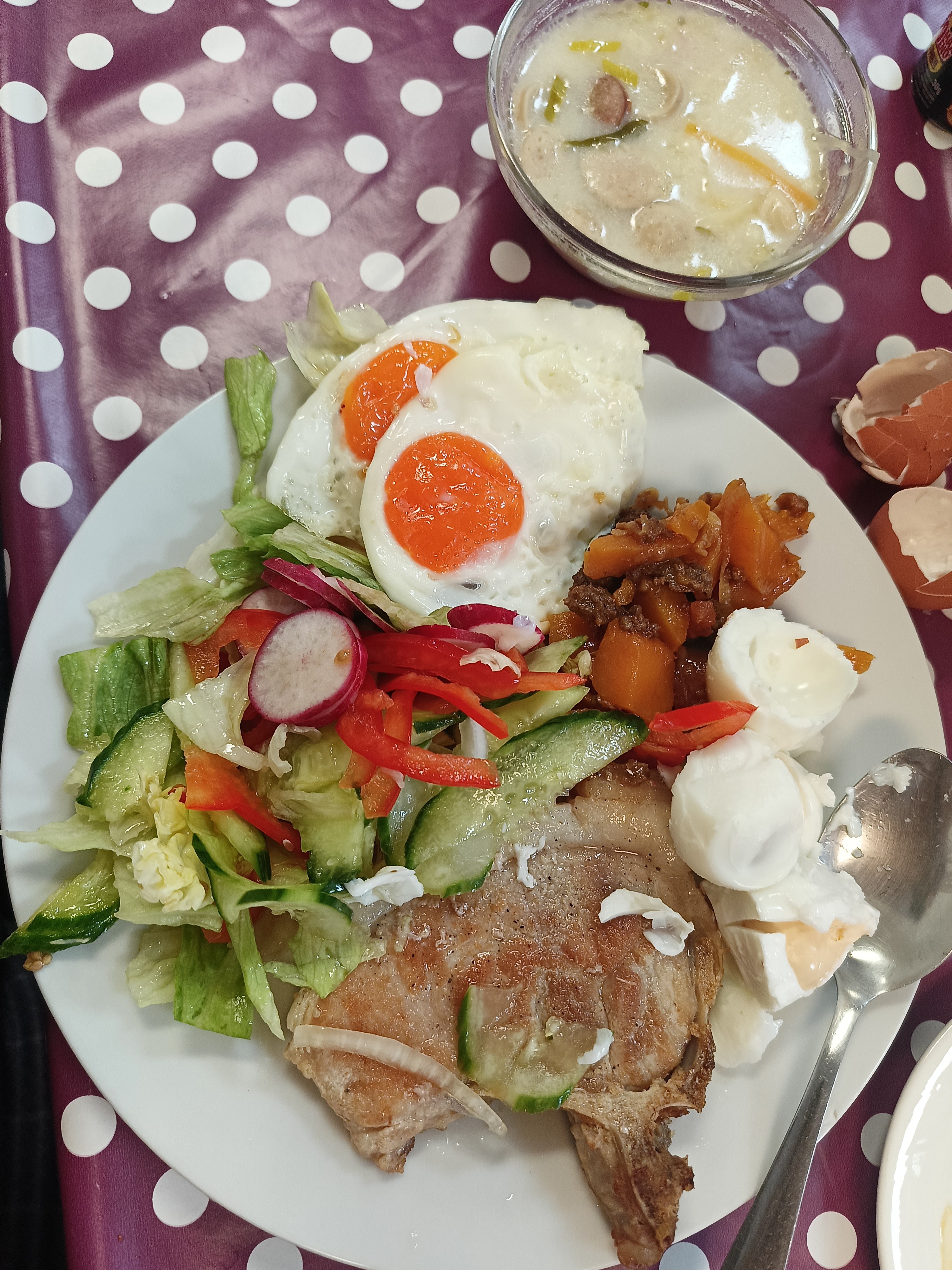 Pork Chop with Salad & Soup
