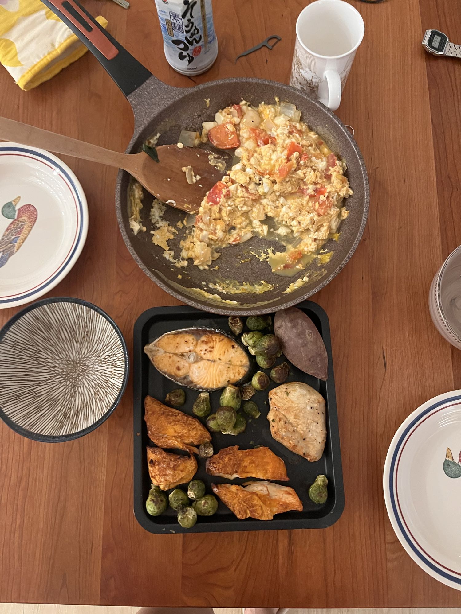 Salmon, Chicken, Eggs & Veg