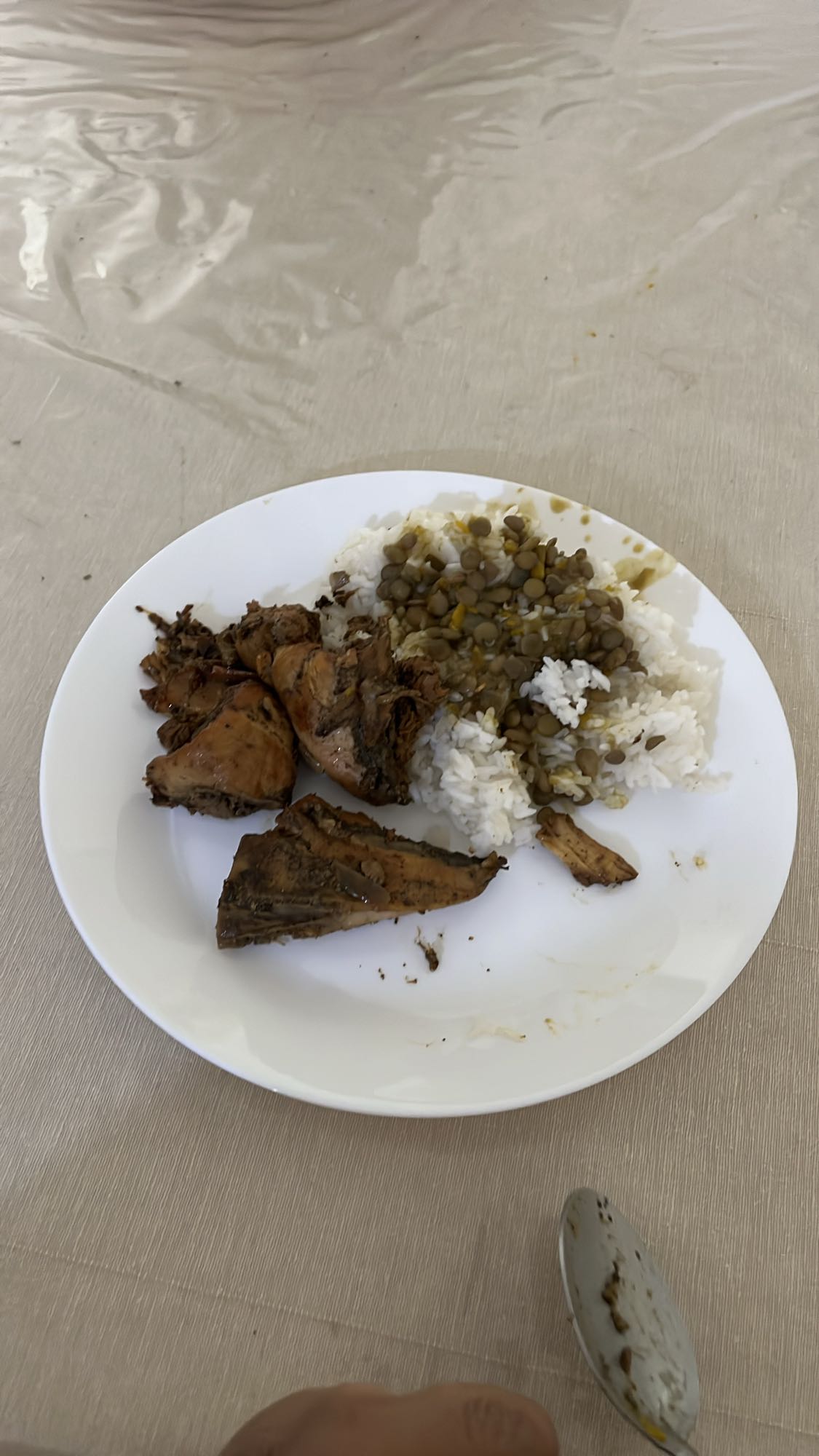 Pollo con arroz y lentejas