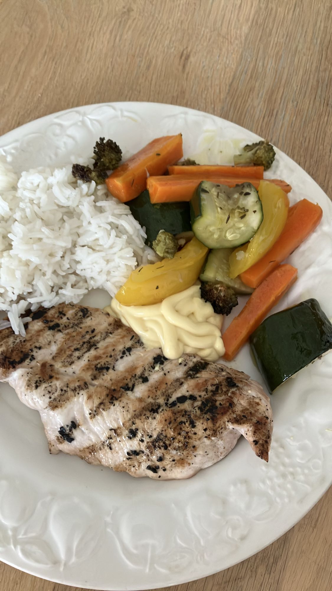 Poulet, riz et légumes