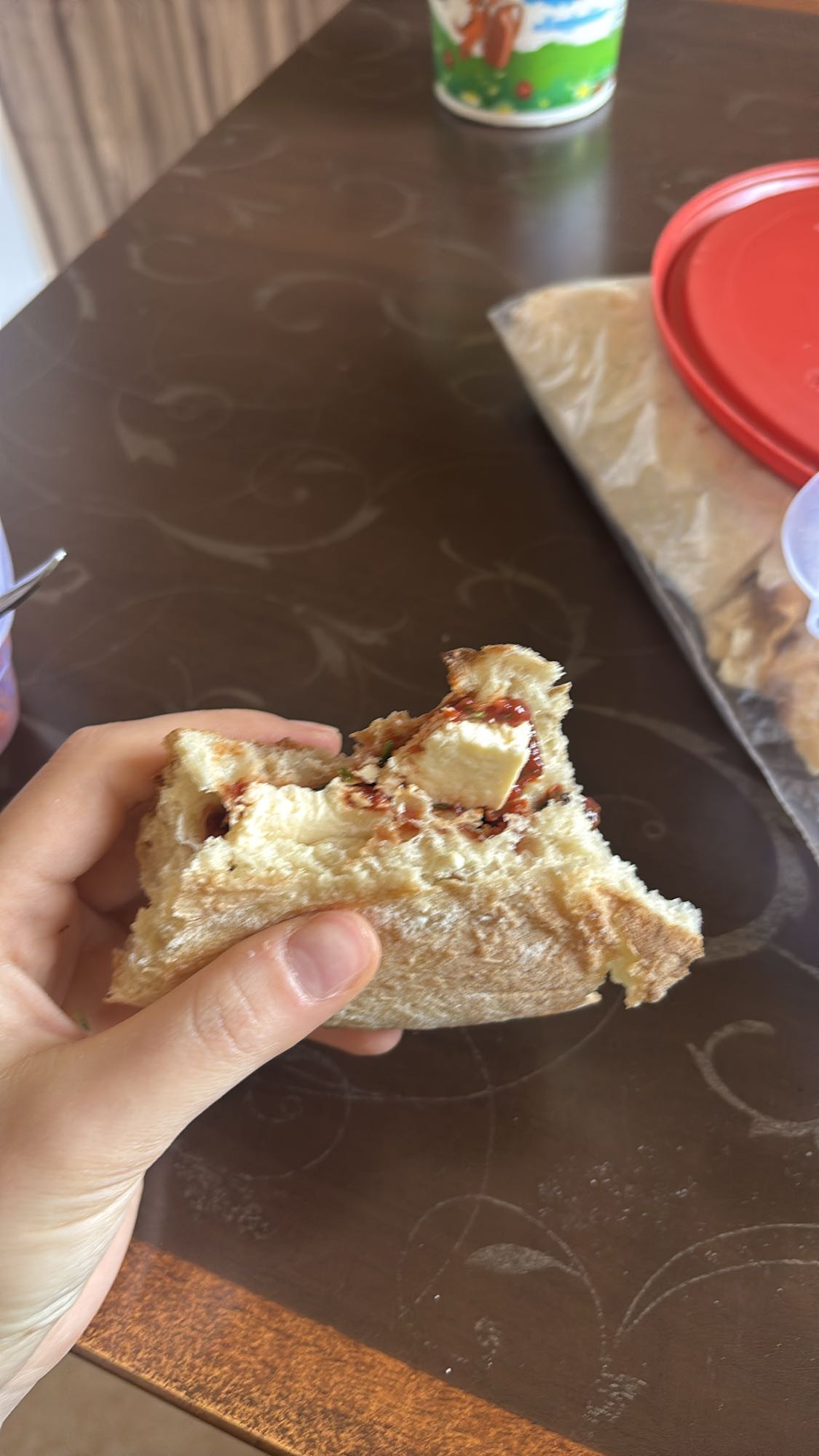 Cheese and jam sandwich