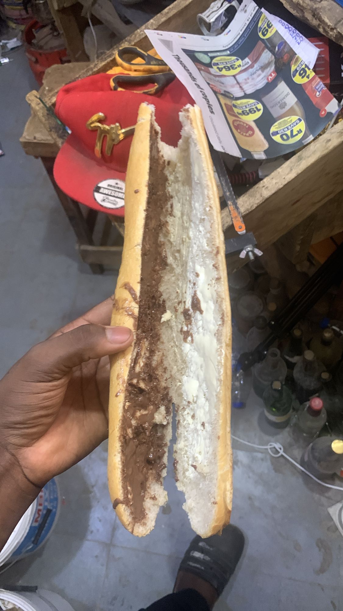 Baguette au chocolat et crème