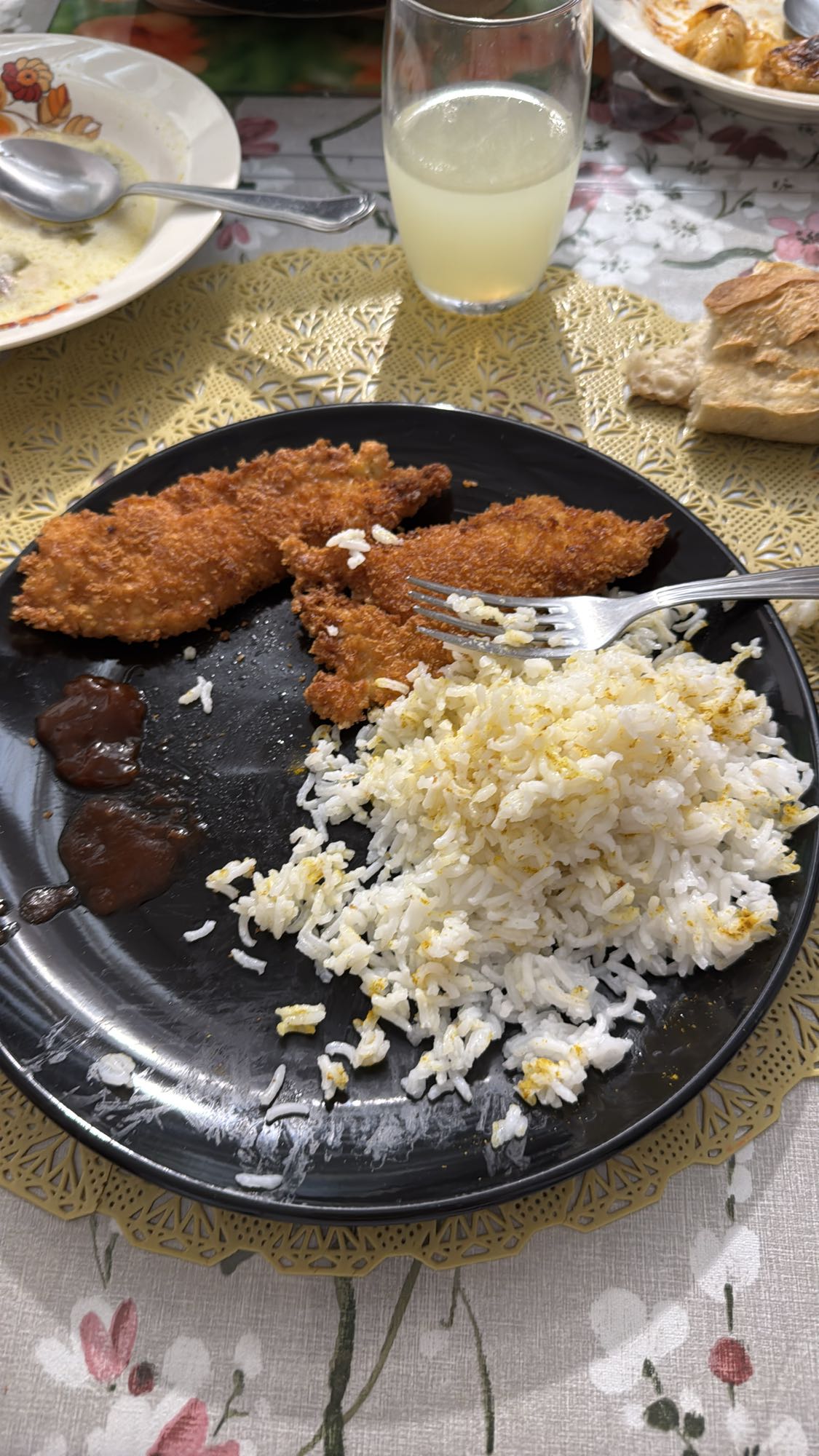 Poulet pané avec riz