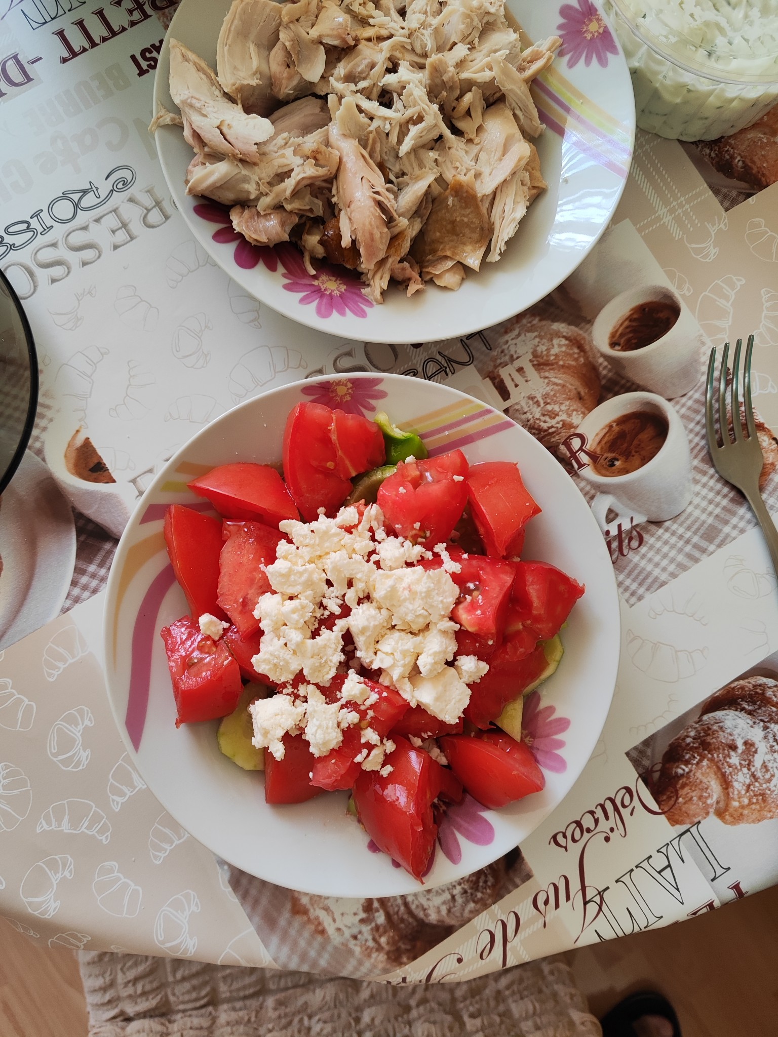 Chicken with salad and tzatziki