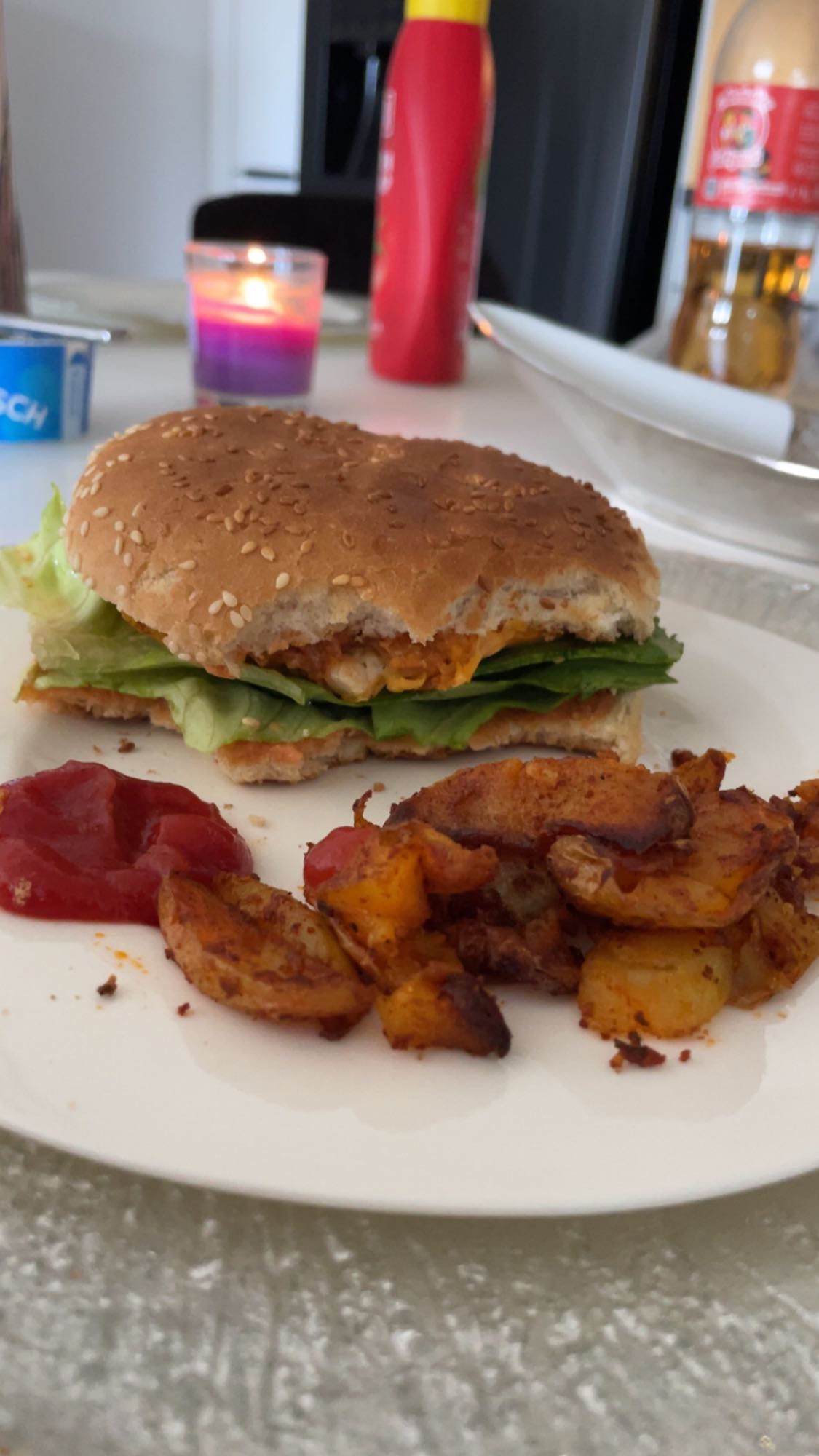 Hamburger mit Kartoffeln