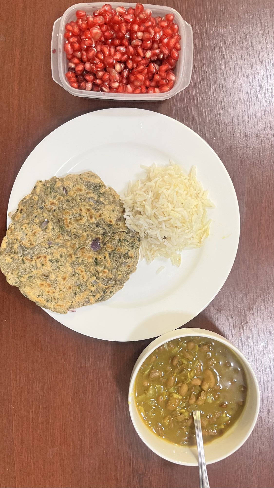 Indian lunch with dal & fruit