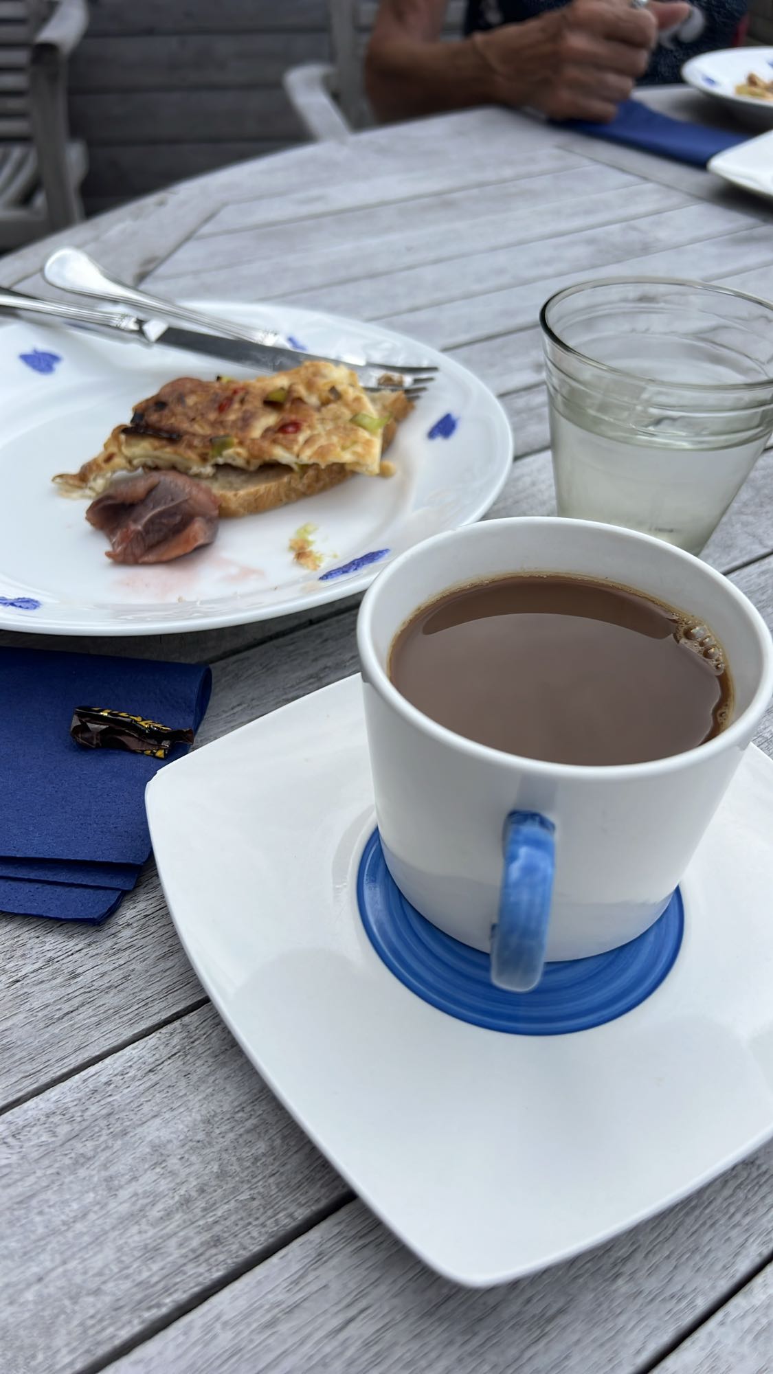 Omelettsmörgås med kaffe