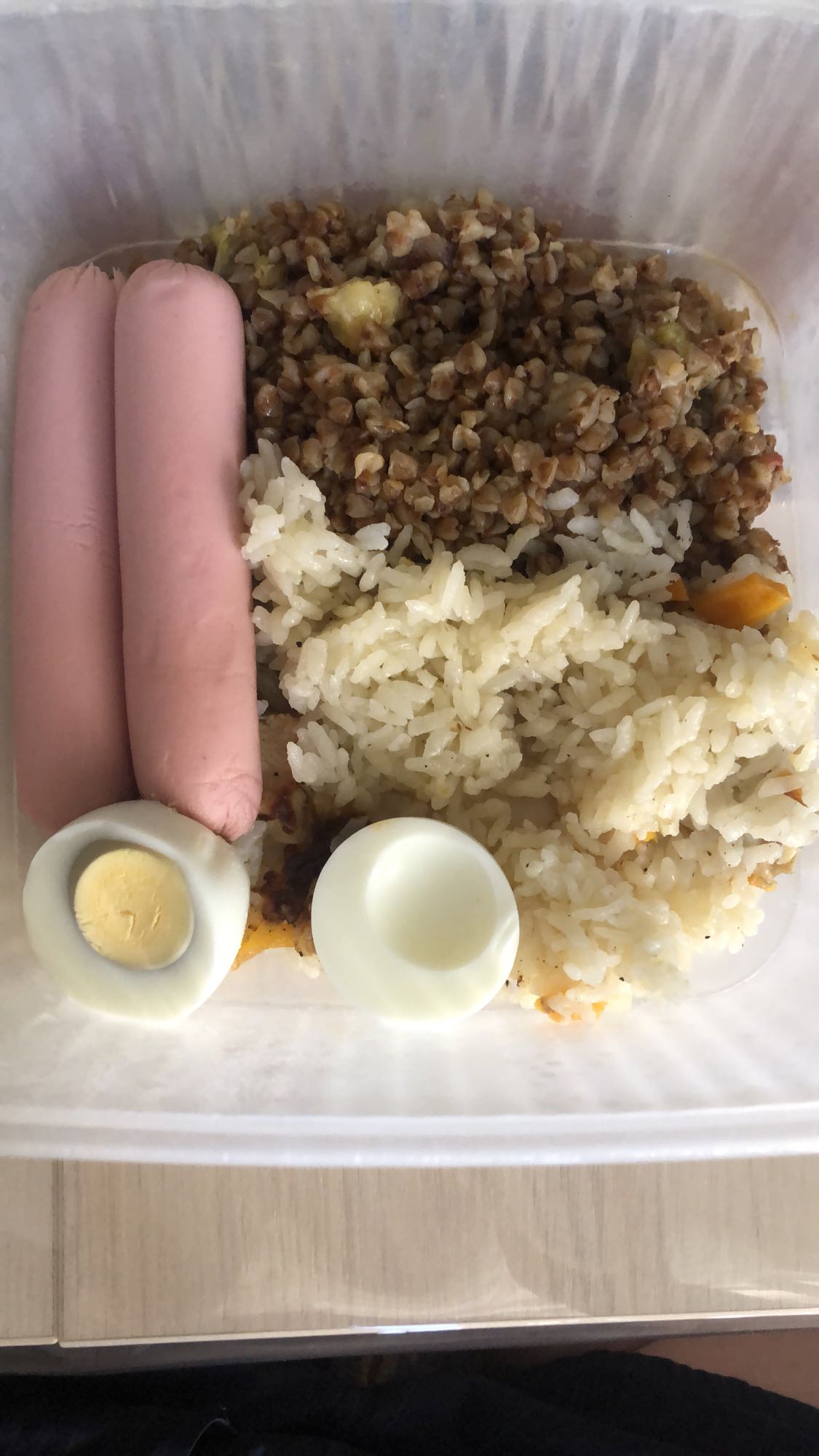 гречка с рисом и яйцом