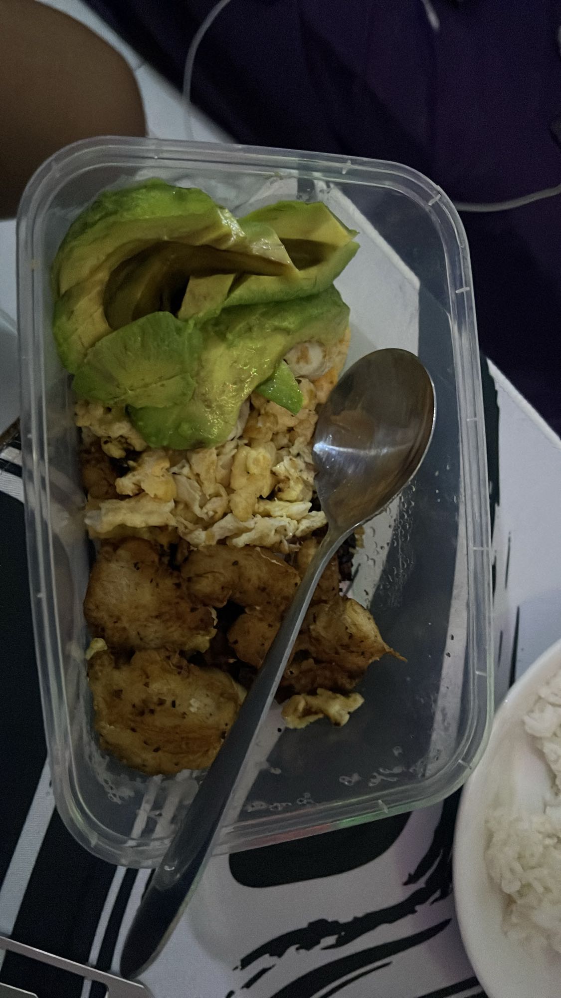 Chicken, egg, avocado bowl