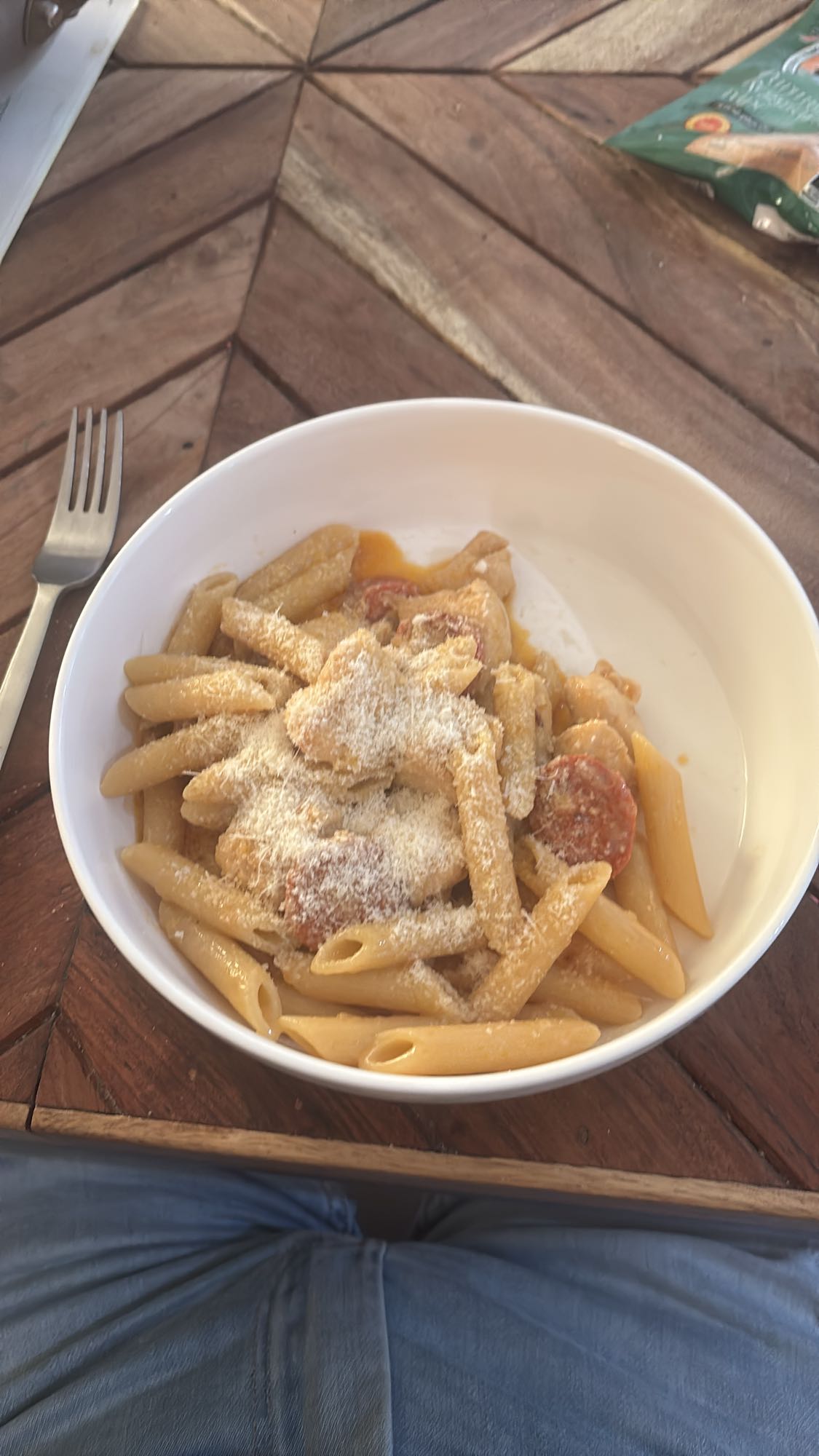 Pâtes au poulet et chorizo